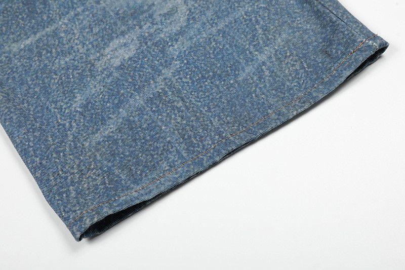 Jean American retro bear print washed distressed leg jeans Size US 32 / EU 48 - 6 Thumbnail