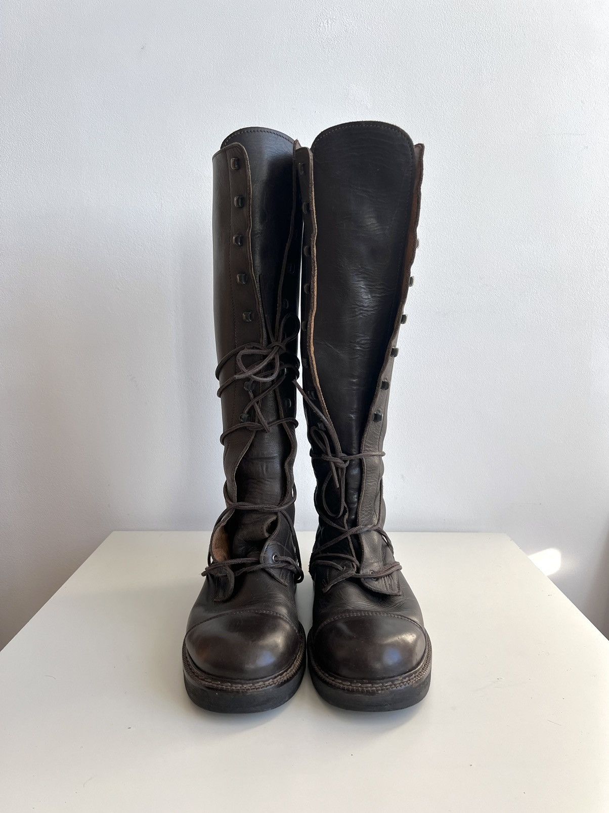 Dirk Bikkembergs Dirk Bikkembergs??? SAMPLE Wooden Heel Knee Boots Size US 11 / IT 41 - 3 Thumbnail