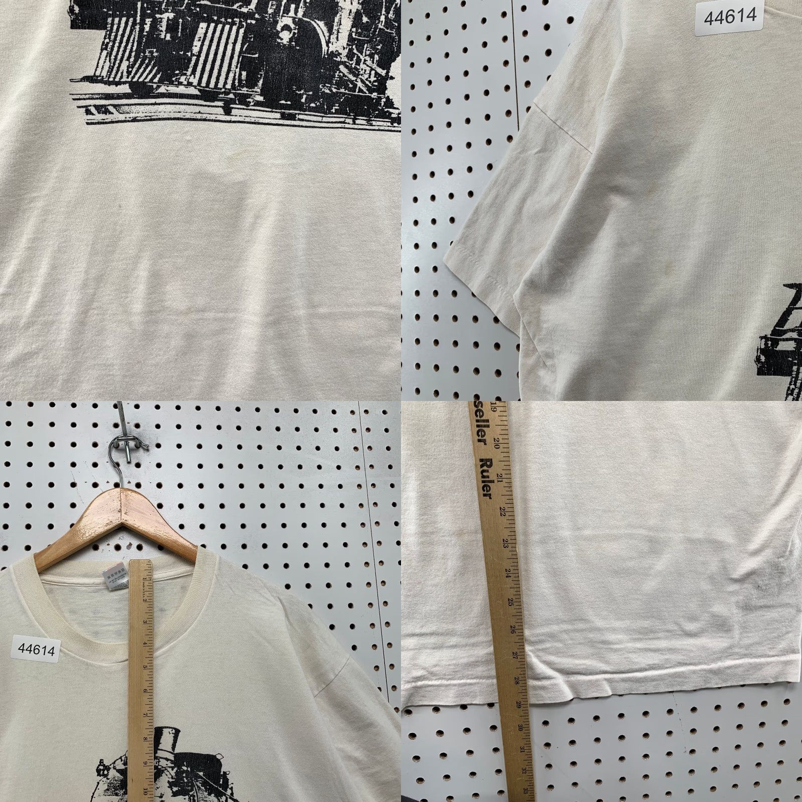 Fruit Of The Loom VIntage 90s Steam Train Wraparound Shirt Mens XL Beige Single Stitch USA Shirt Mens XL Beige 90s Steam Train Vintage USA Size US XL / EU 56 / 4 - 8 Thumbnail