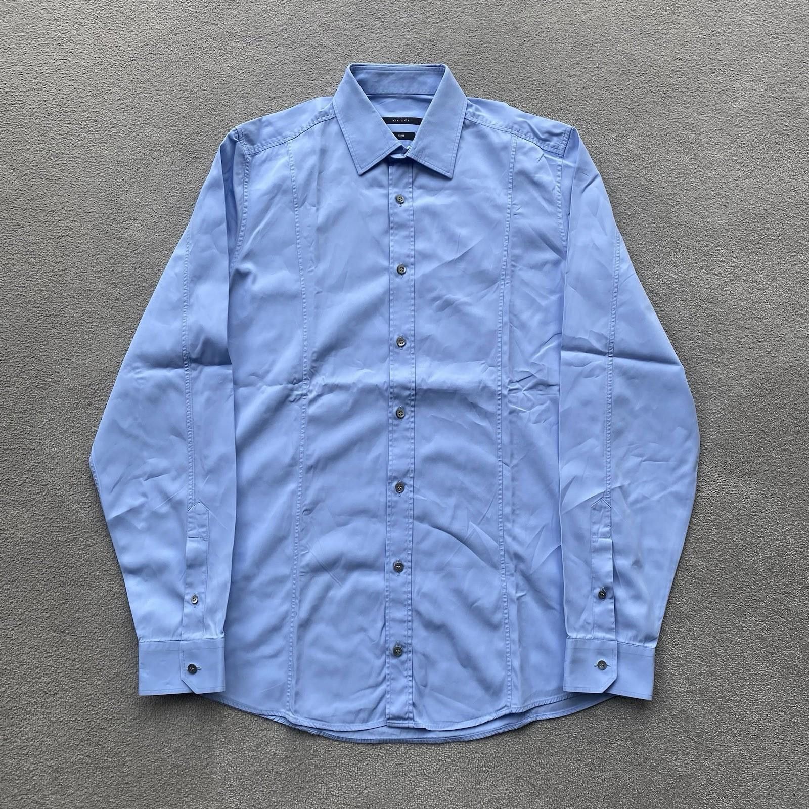 Gucci Gucci Men’s Button Up Shirt Blue Size 40/15.75 Size US M / EU 48-50 / 2 - 1 Thumbnail