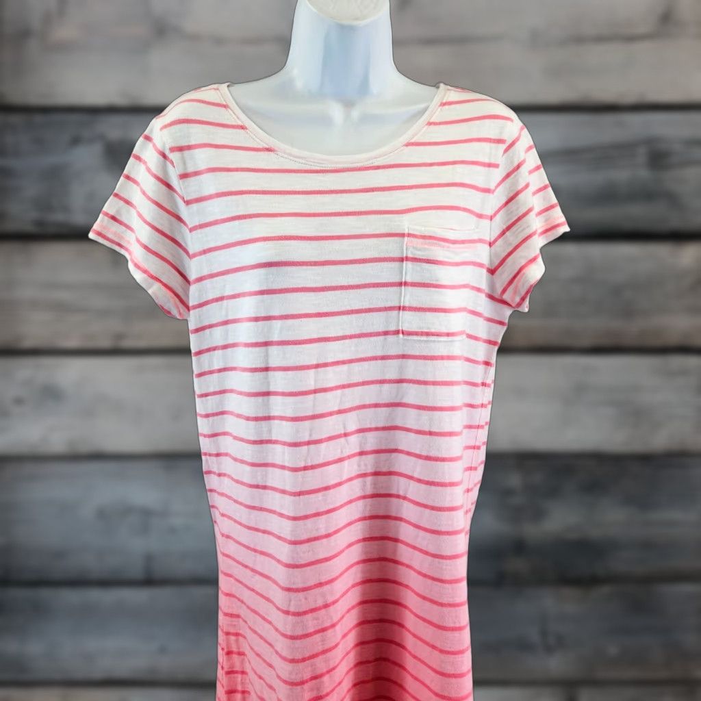Vineyard Vines Vineyard Vines Womens Dress M Pink White Stripe Ombre Short Sleeve Shirt Dress Size 32" / US 10 / IT 46 - 1 Thumbnail