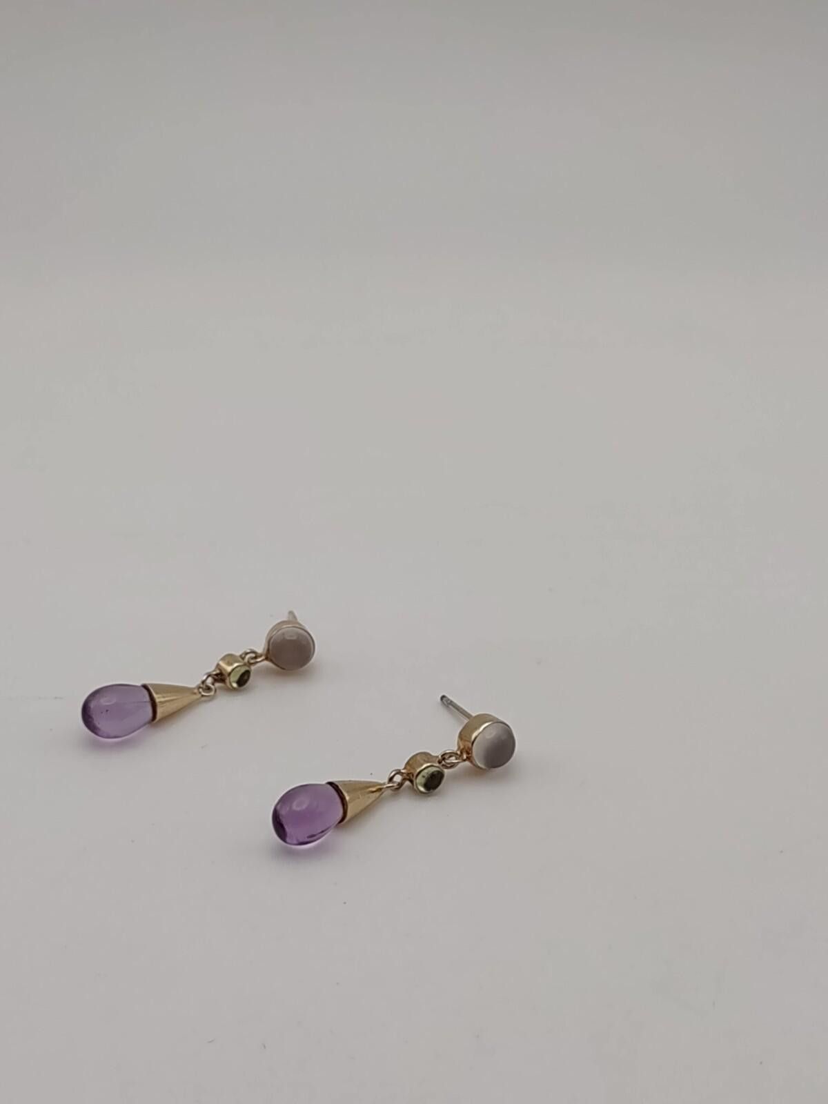 The Unbranded Brand 925 Sterling Silver Multi-Color Stone Dangle Earrings 2.4g Size ONE SIZE - 2 Thumbnail