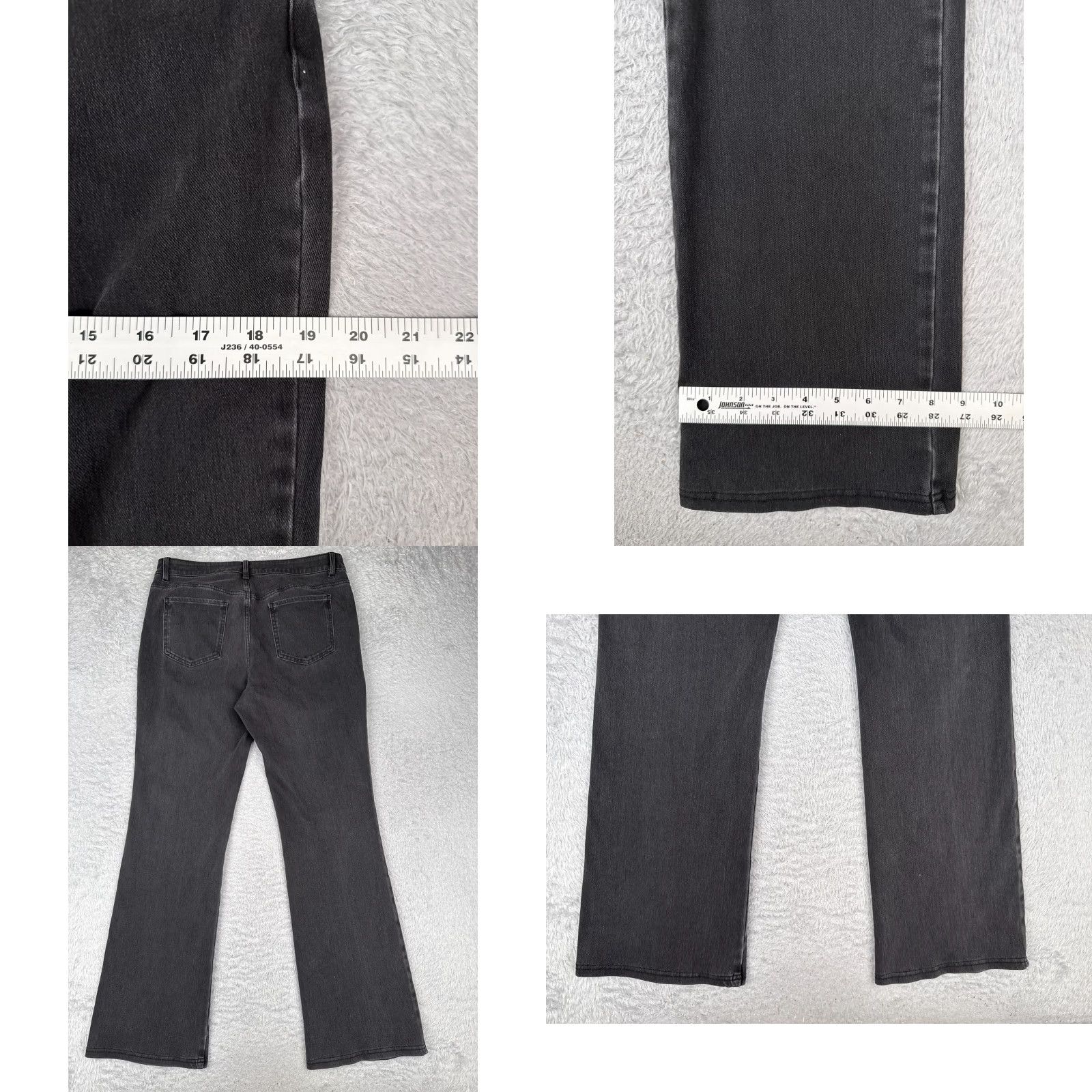 Vintage Womens Jeans 34x31 Black Denim Bootcut Stretch Cotton Blend High Rise Zip Fly Size 24" / US 00 / IT 34 - 9 Thumbnail