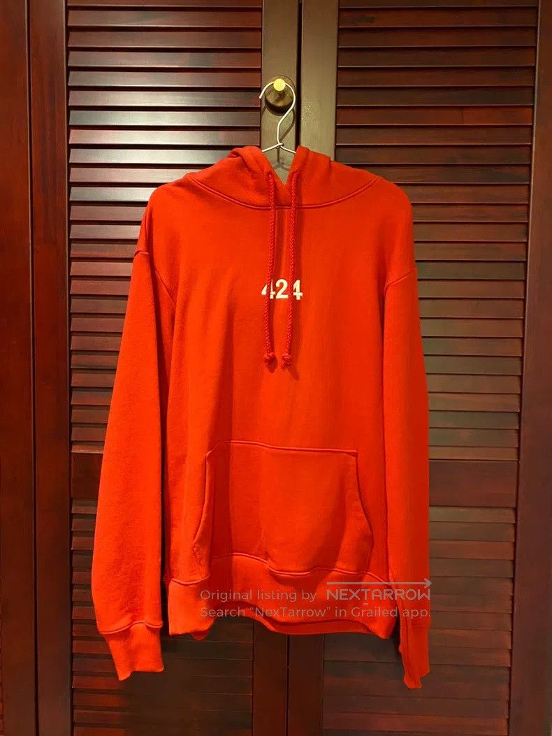424 Logo Embroidered Red Hoodie Sweatshirt