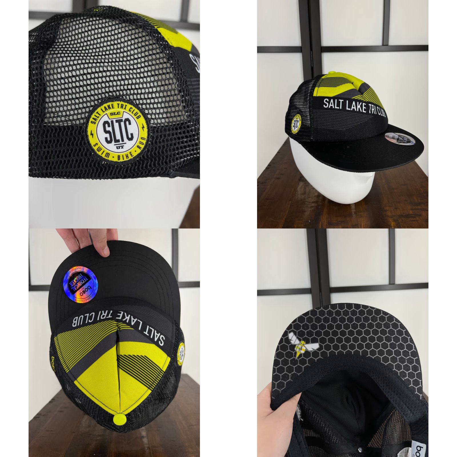 Vintage Boco Gear Hat Cap Trucker Adult One Size Black Poly Striped Pattern Hiking Triathlon Club Logo 90s Theme Men Mens Size ONE SIZE - 8 Thumbnail