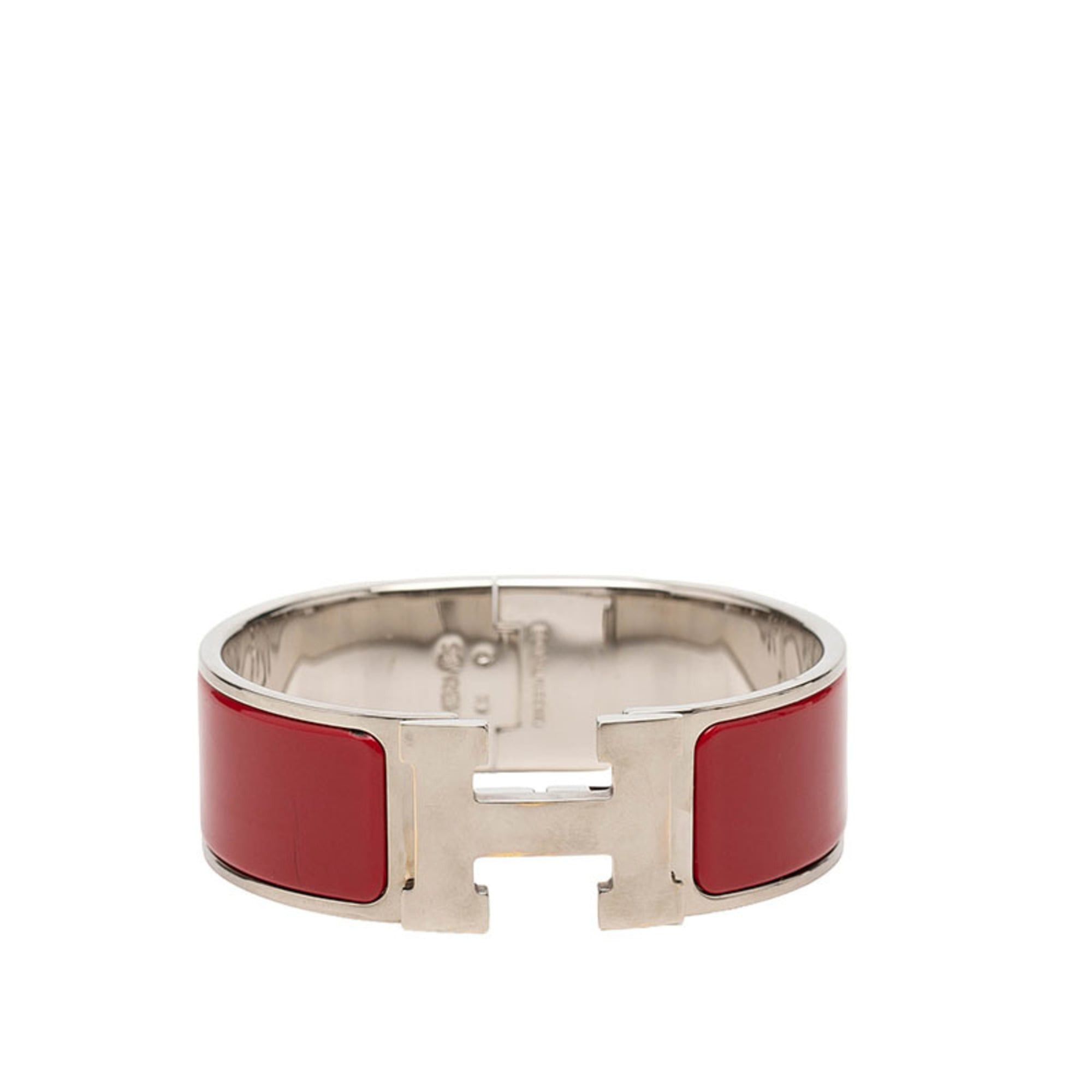 Hermes Hermes Clic Clac H PM Bangle Bracelet, Silver and Red Metal Enamel, Women's. Size ONE SIZE - 1 Thumbnail