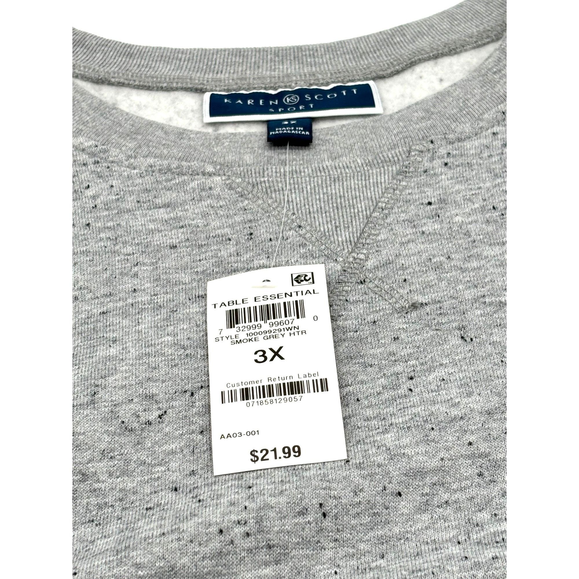 Other Karen Scott Plus Size Crewneck Sweatshirt, Smoke Gray Heathe Size ONE SIZE - 6 Thumbnail