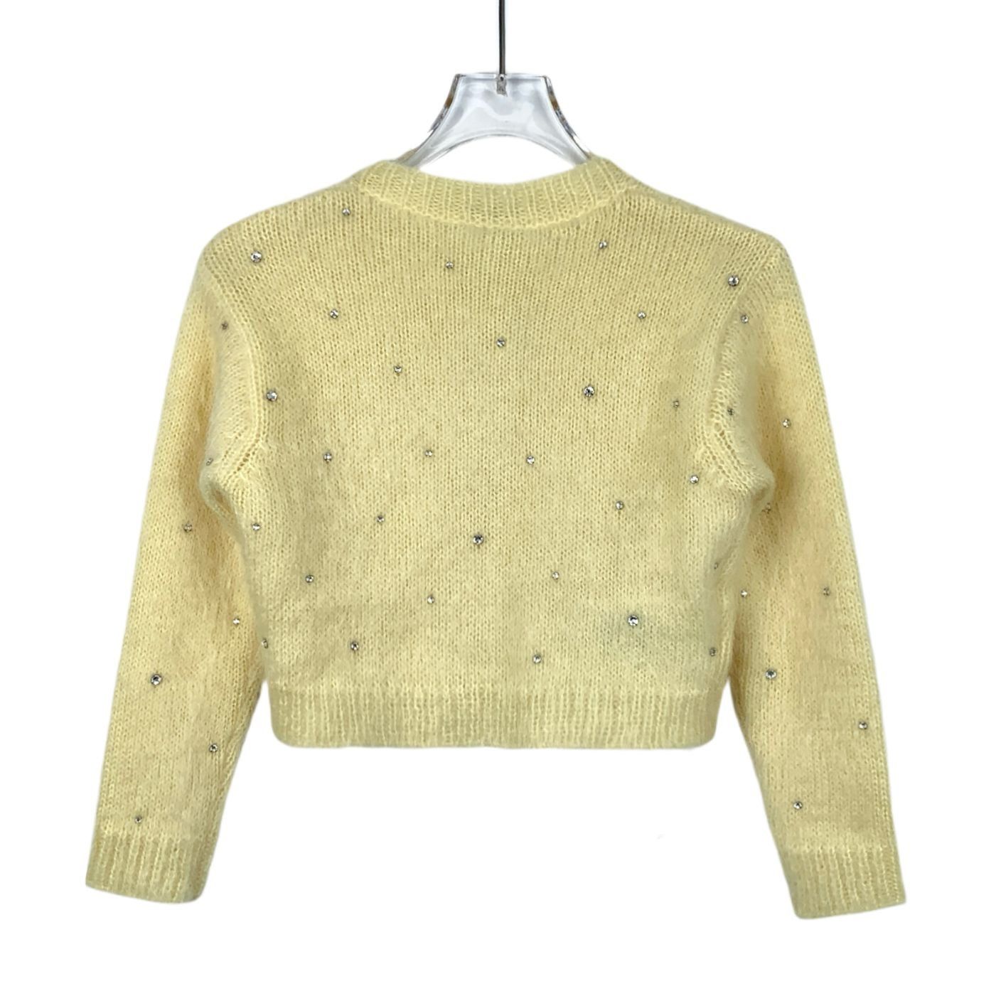 Miu Miu Miu Miu Yellow Crystal-Embellished Knit Cardigan Sweater But Size XS / US 0-2 / IT 36-38 - 2 Thumbnail