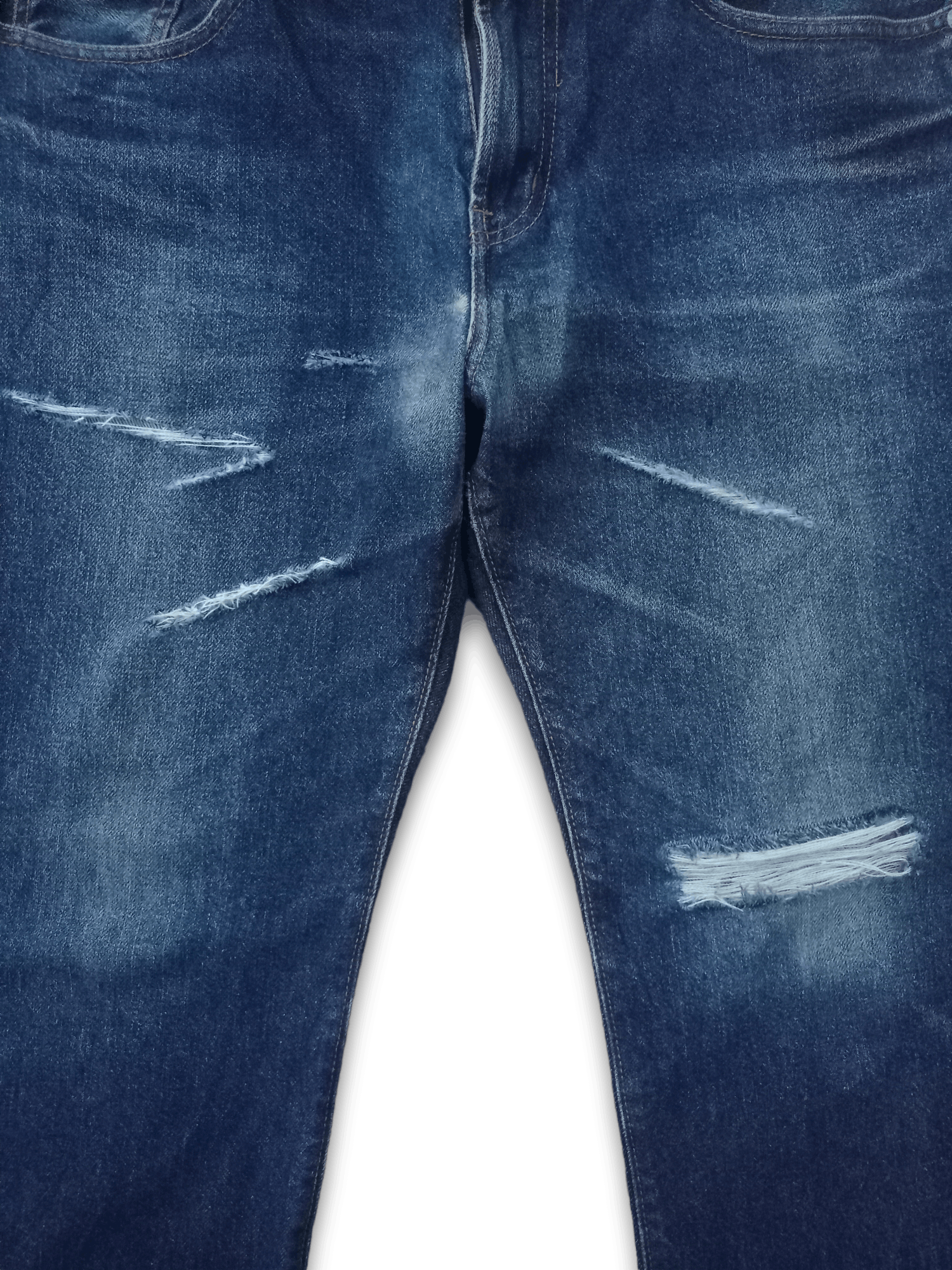GU × Japanese Brand Vintage Japanese Gu Blue Wash Distressed Jeans 34x27 Size US 34 / EU 50 - 6 Thumbnail