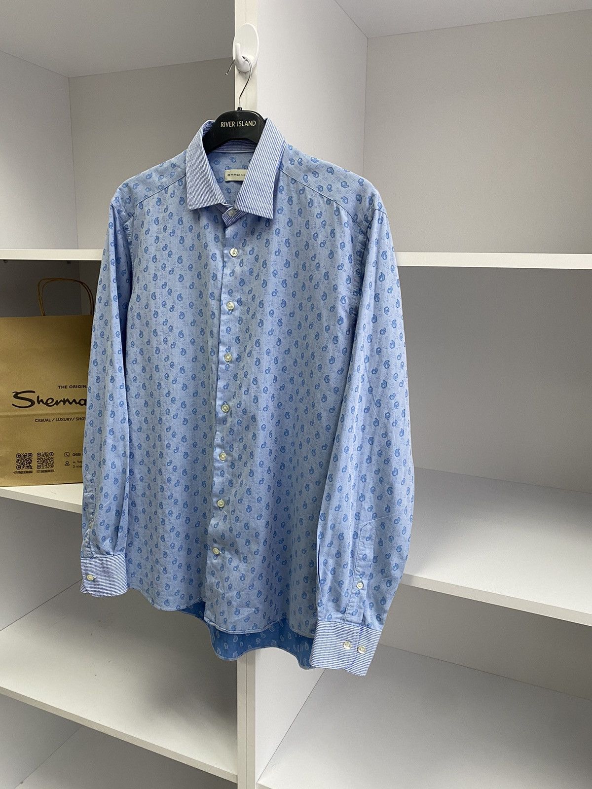 Designer × Etro × Vintage Vintage Etro Blue Luxury Denim Shirt Size US M / EU 48-50 / 2 - 5 Thumbnail