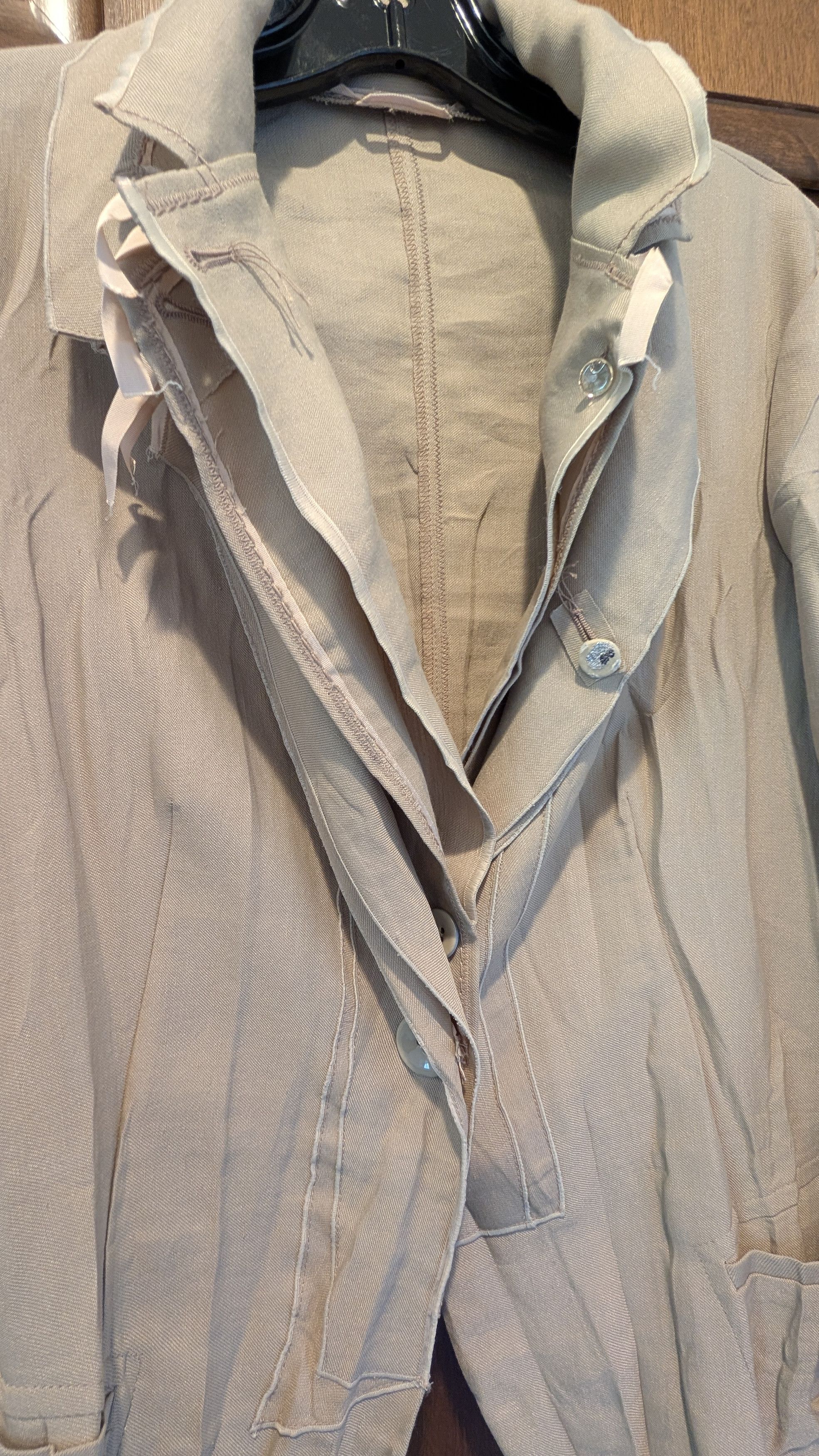 Marithe + Francois Girbaud Marithe & Francois Girbaud Tan Crinkled Womens Blazer Size XL / US 12-14 / IT 48-50 - 4 Thumbnail