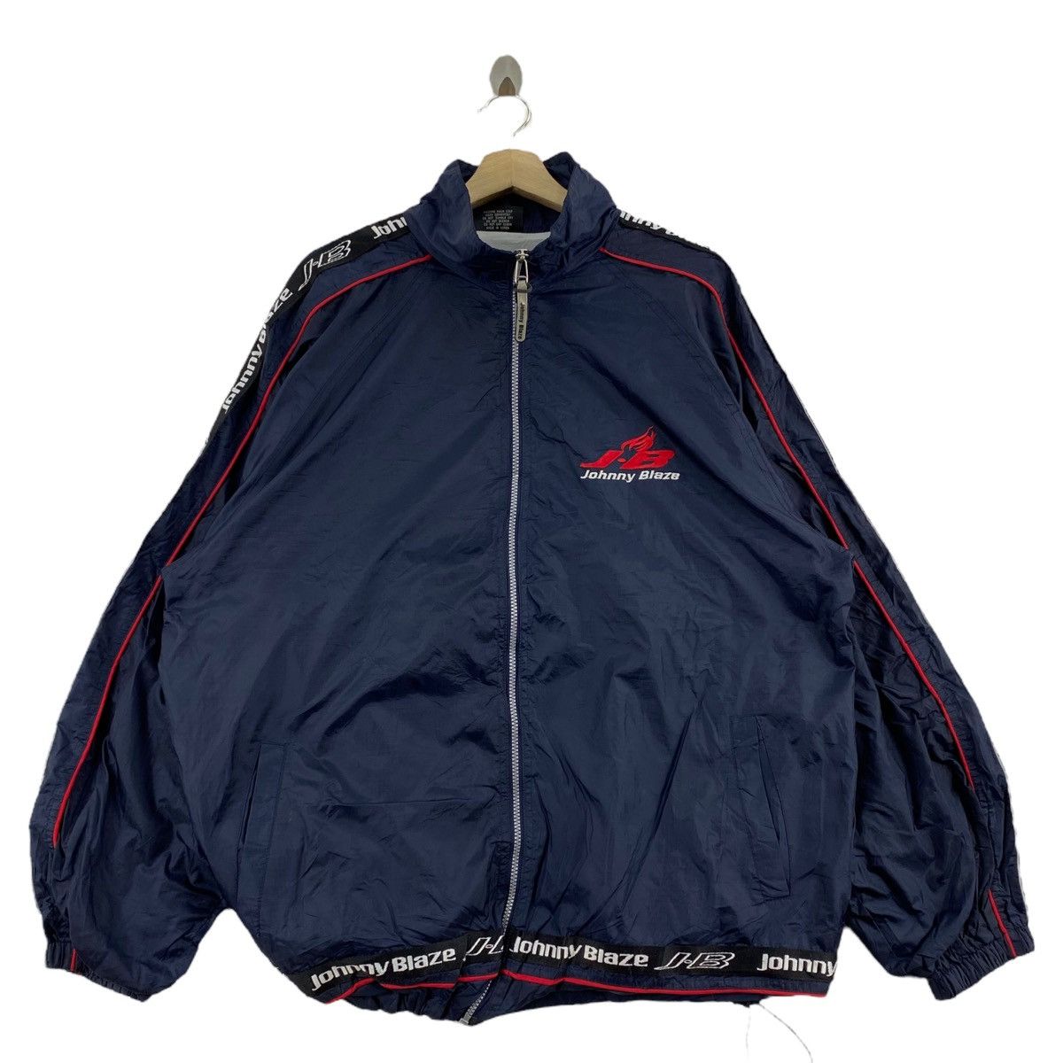 image of Vintage Johnny Blaze Sportswear Hip Hop Rap Windbreaker in Navy, Men's (Size Large)