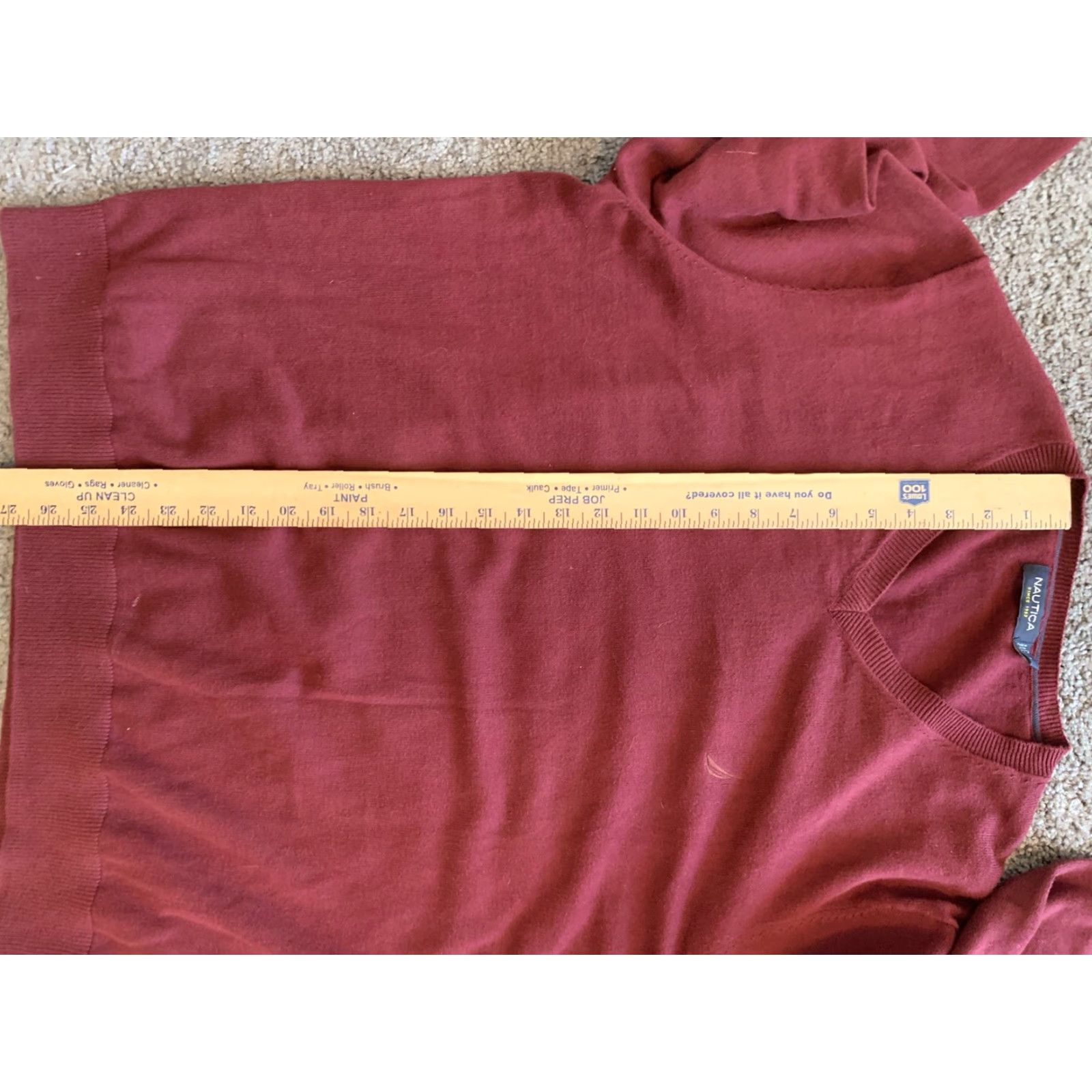 Nautica Nautica Maroon V-Neck Long Sleeve Sweater Mens L 100% Cotton Textured Knit Logo Modern Classic Size US L / EU 52-54 / 3 - 5 Thumbnail