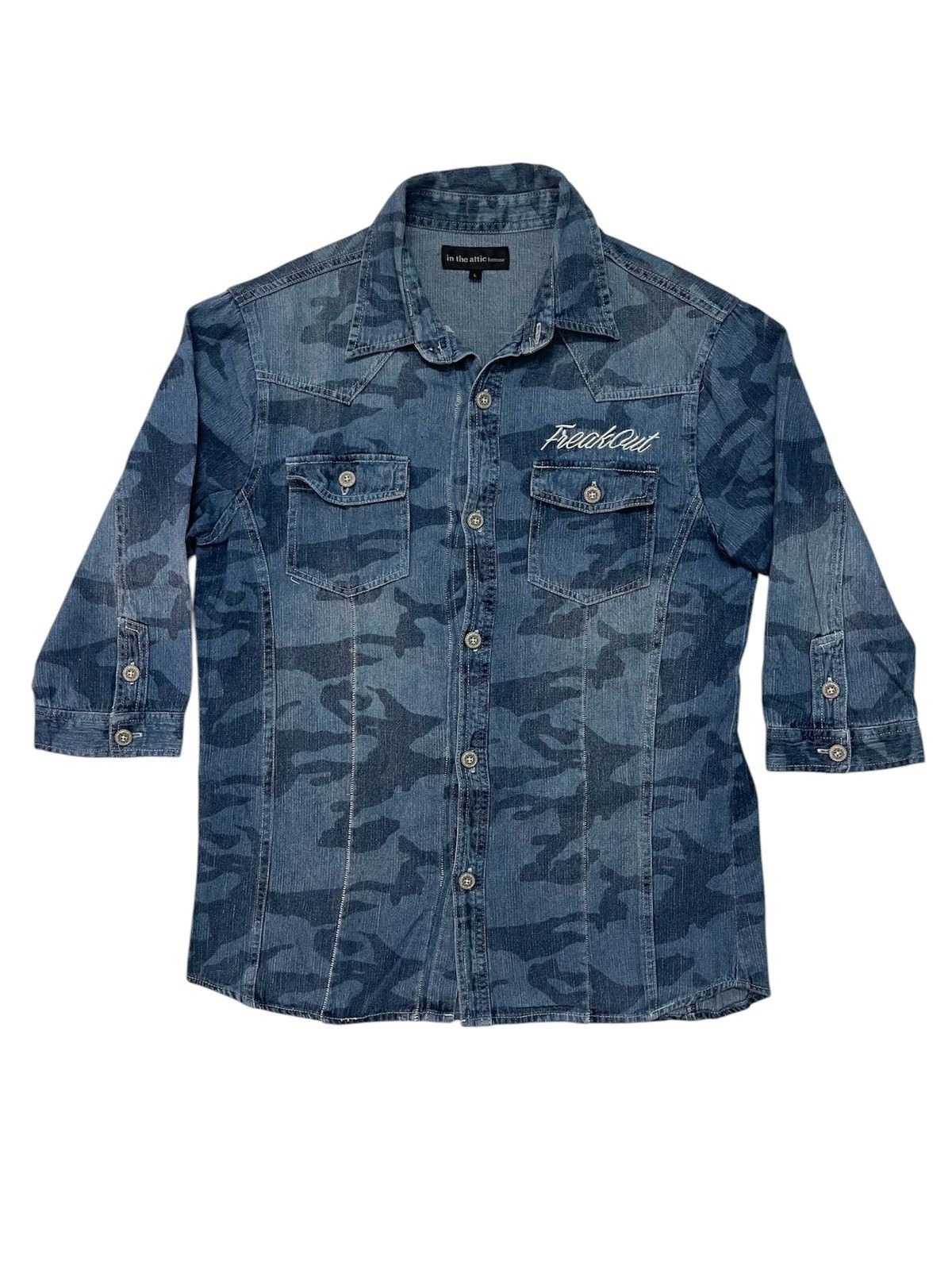 Hysteric Glamour × In The Attic × Japanese Brand Punk🔥In the Attic Homme Camouflage Denim Button up Shirt Size US M / EU 48-50 / 2 - 5 Thumbnail