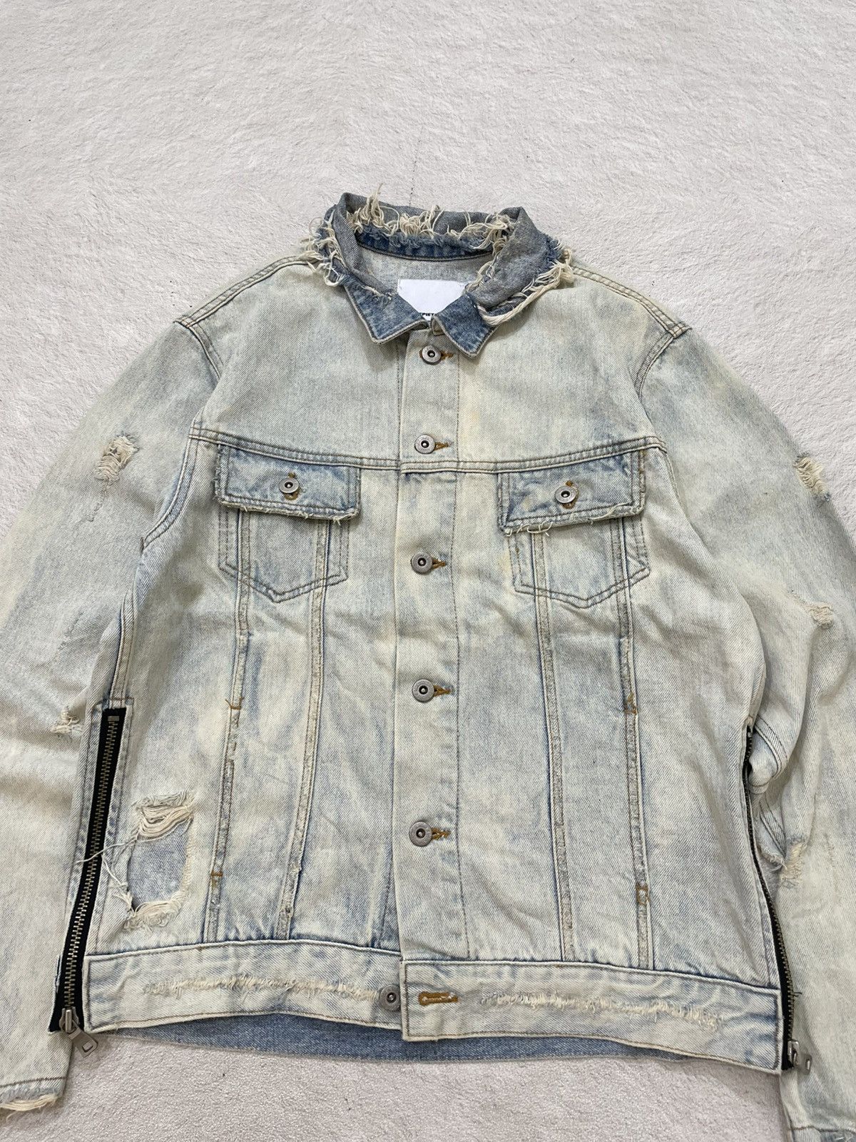 14th Addiction 00s Japan Light Blue Denim Jacket Heavy Distressed Vkei LGB Size US L / EU 52-54 / 3 - 2 Thumbnail