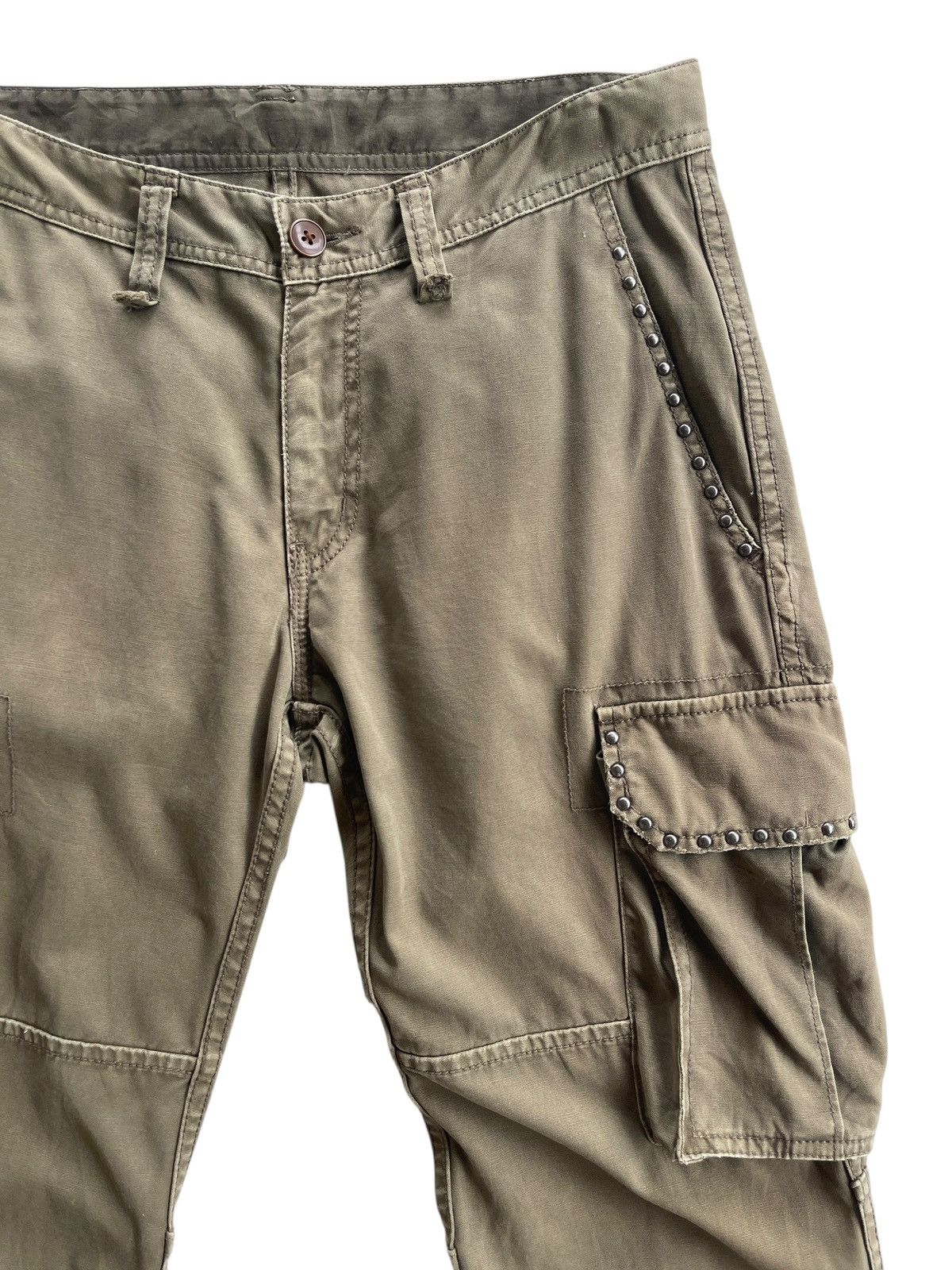 Restricted Restrict Studded Cargo Flare Pants Olive Green Size US 31 - 4 Thumbnail