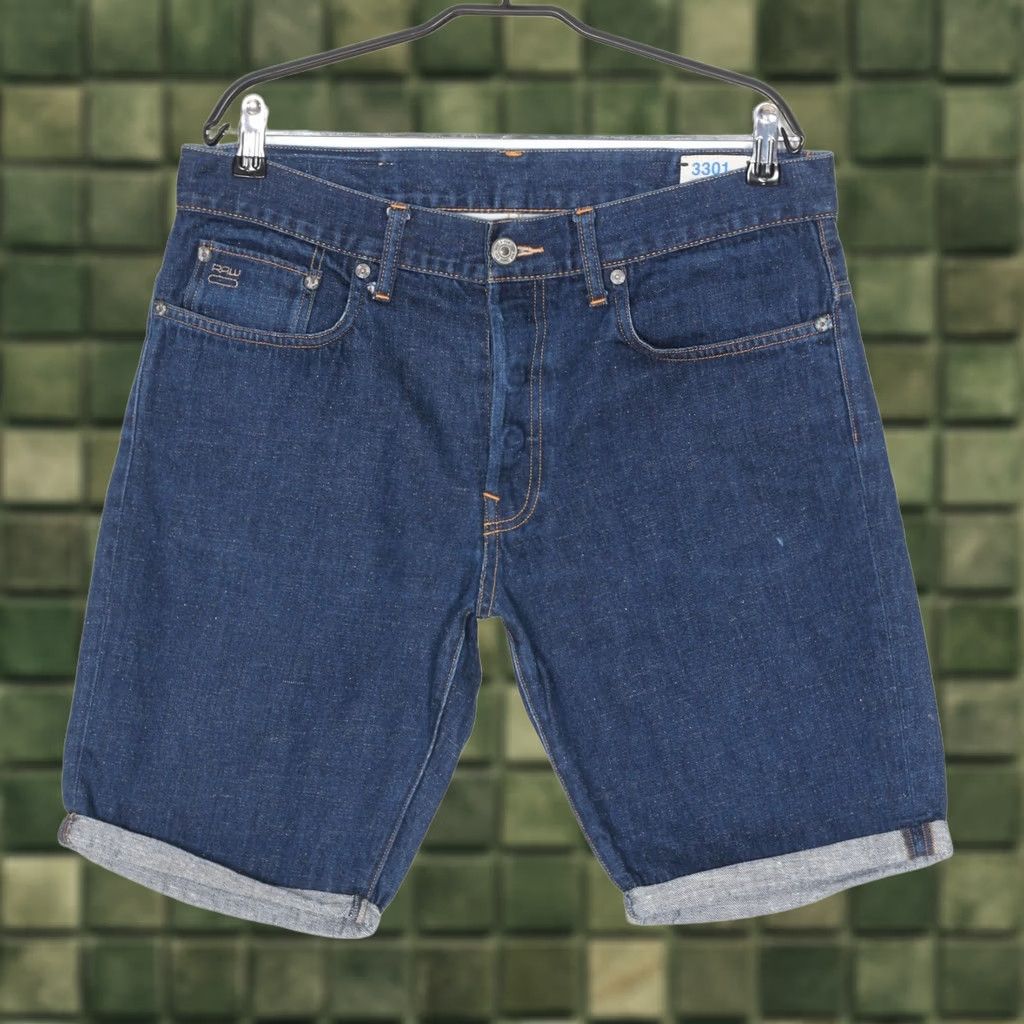 G-Star G-Star Jeans Mens 33 Blue STRAIGHT Denim Shorts Men Size W33 DZ6352 Size US 33 - 1 Thumbnail