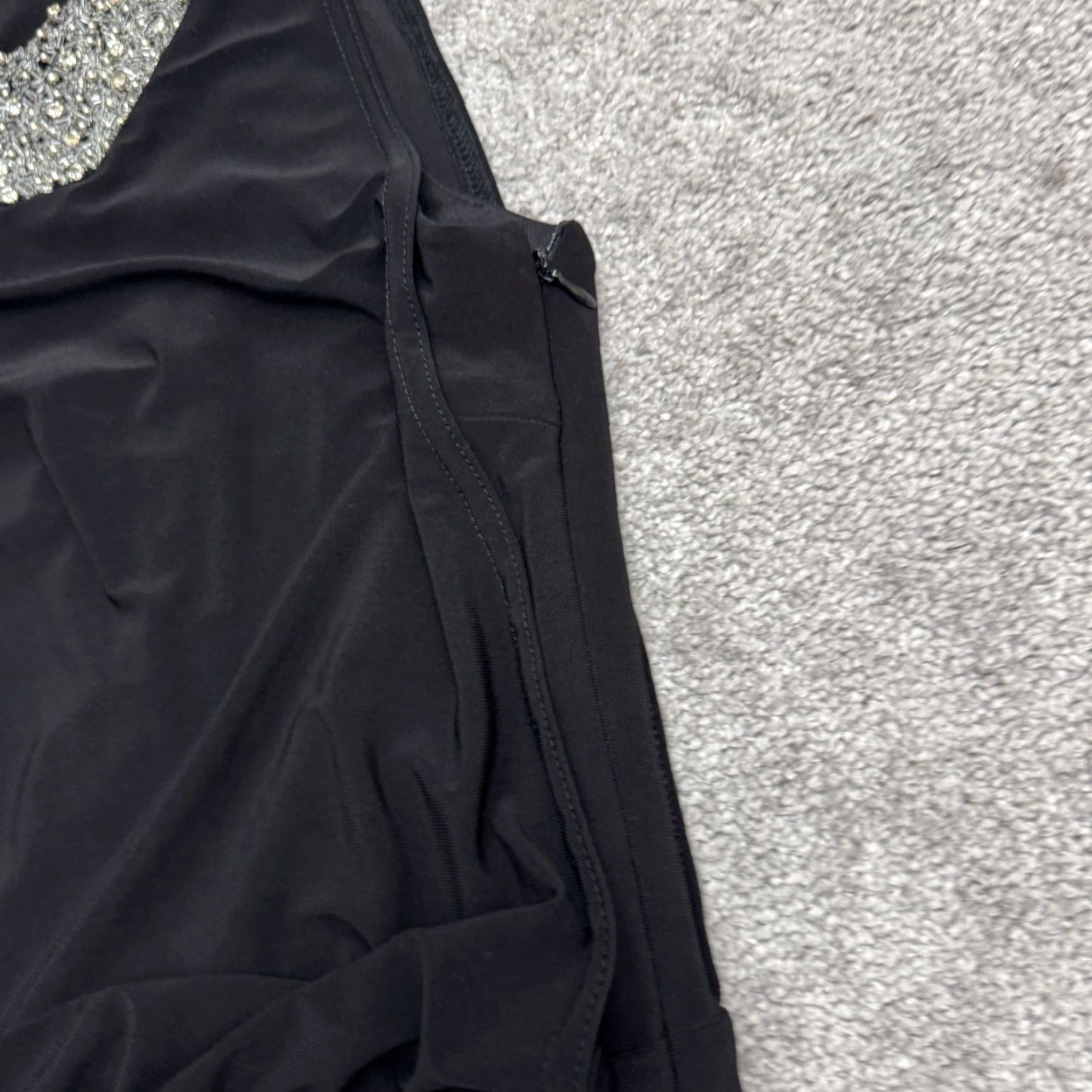 Vintage VINTAGE R&M Richards Maxi Dress Formal Sleeveless Black 8 Women Chiffon Rhinestone Embellished Size M / US 6-8 / IT 42-44 - 6 Thumbnail
