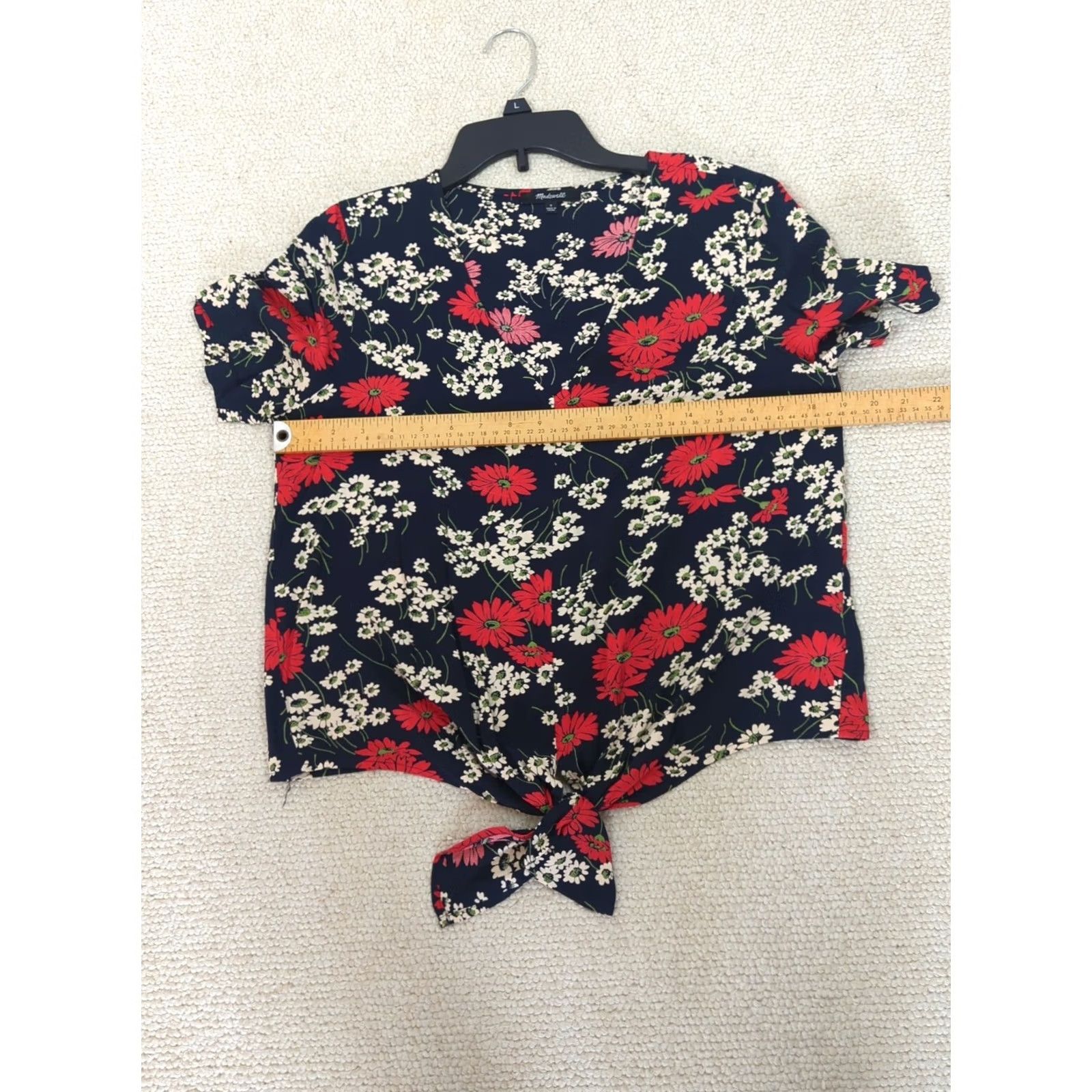 Madewell Madewell Women Tie-Front Top Shirt Size S Blue Hillside Daisies Short Sleeve Feminine Casual Size S / US 4 / IT 40 - 7 Thumbnail