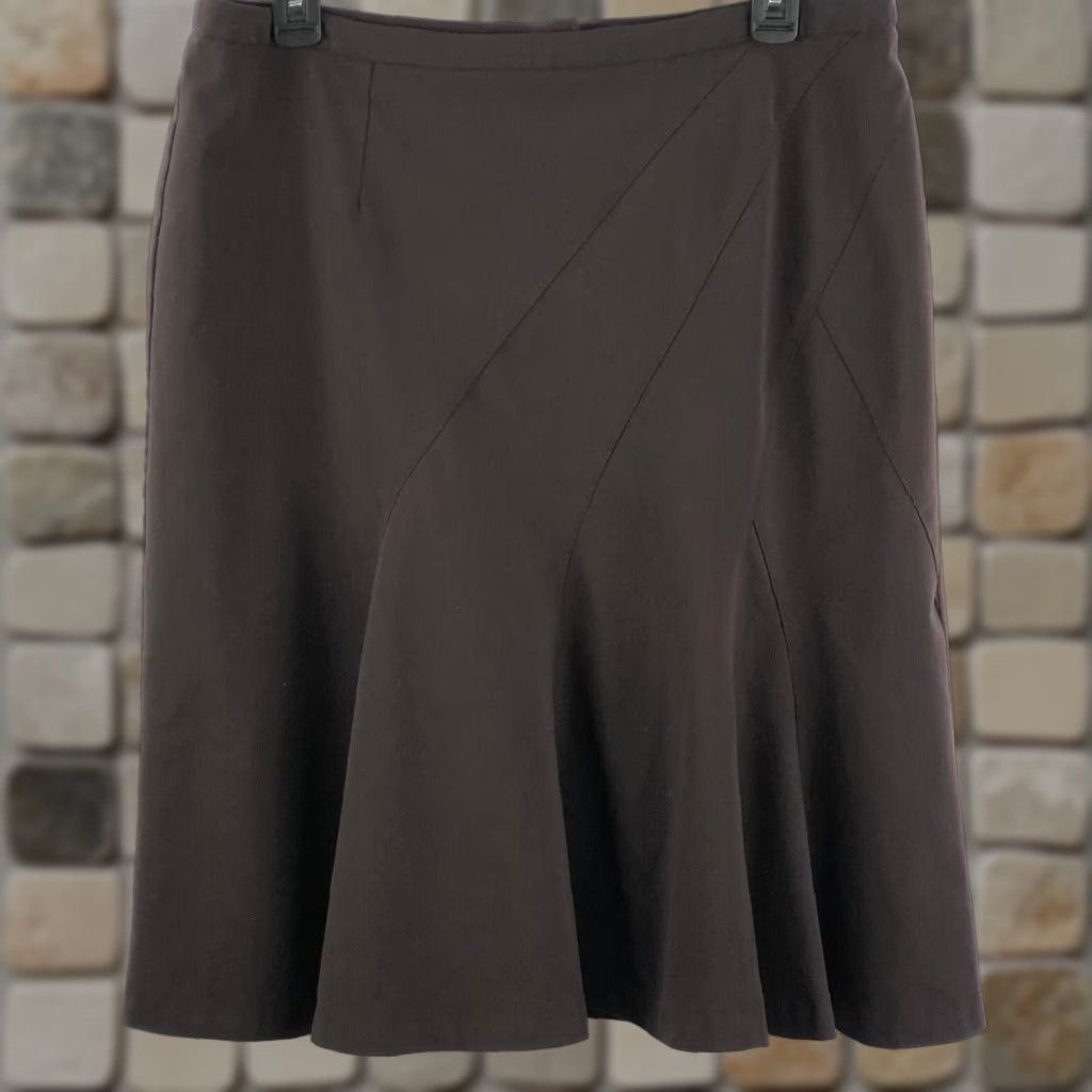 Worthington Worthington Works Flare Skirt 12 Brown Knee Length 32"W Career Workwear Casual Size 34" / US 12 / IT 48 - 1 Thumbnail