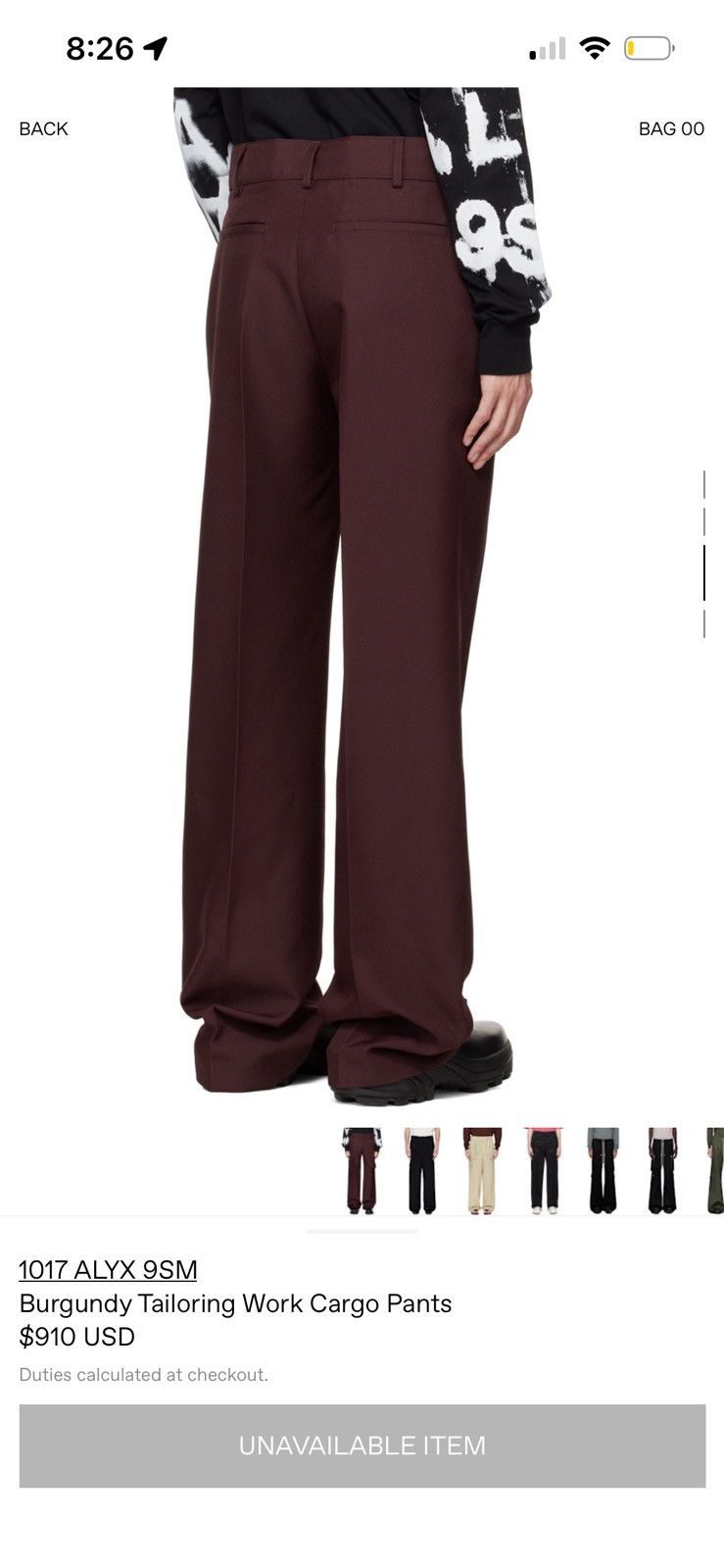 1017 ALYX 9SM Alyx “Burgundy Tailoring Work Cargo Pants” Size US 31 - 3 Thumbnail