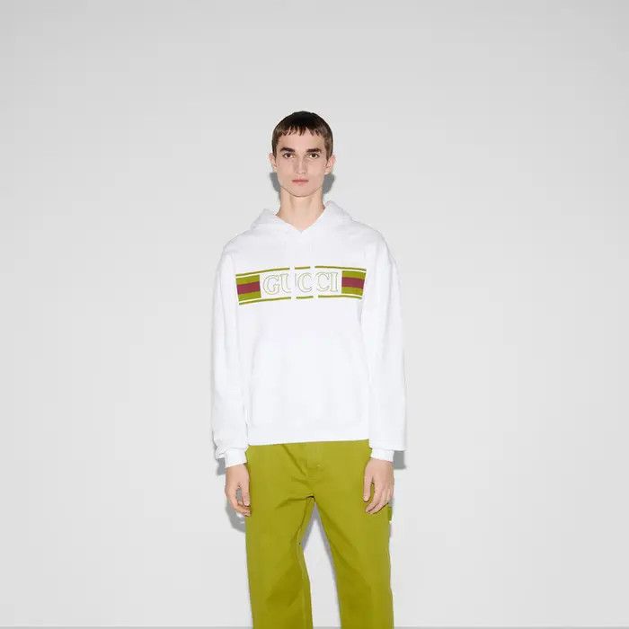 Gucci oc11z0226 Embroidered Cotton Hooded Sweatshirt in White Size US M / EU 48-50 / 2 - 3 Thumbnail