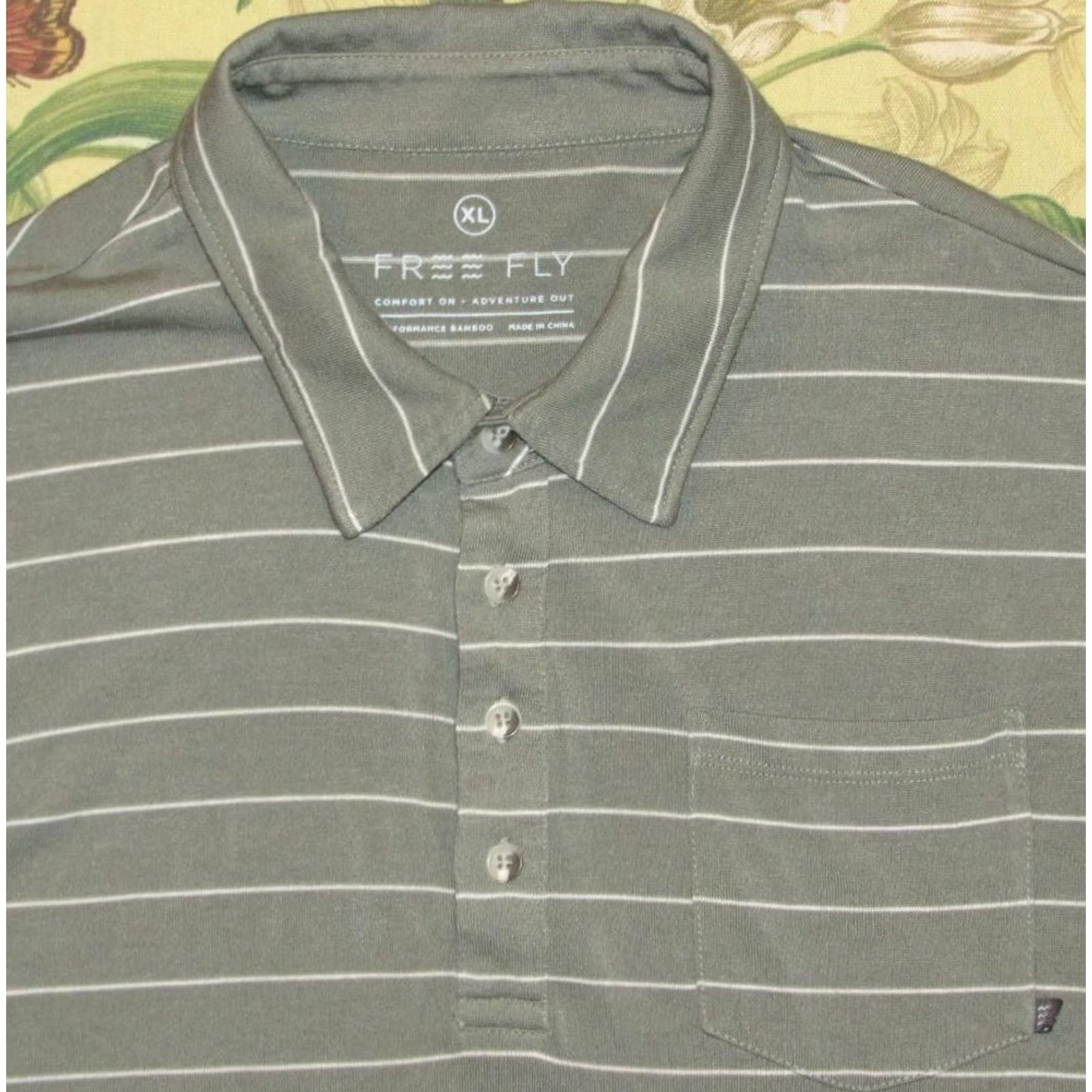 Vintage FREE FLY Green Babmoo Blend Short Sleeve Performance Polo Shirt XL Mens Polo Size US XL / EU 56 / 4 - 2 Thumbnail