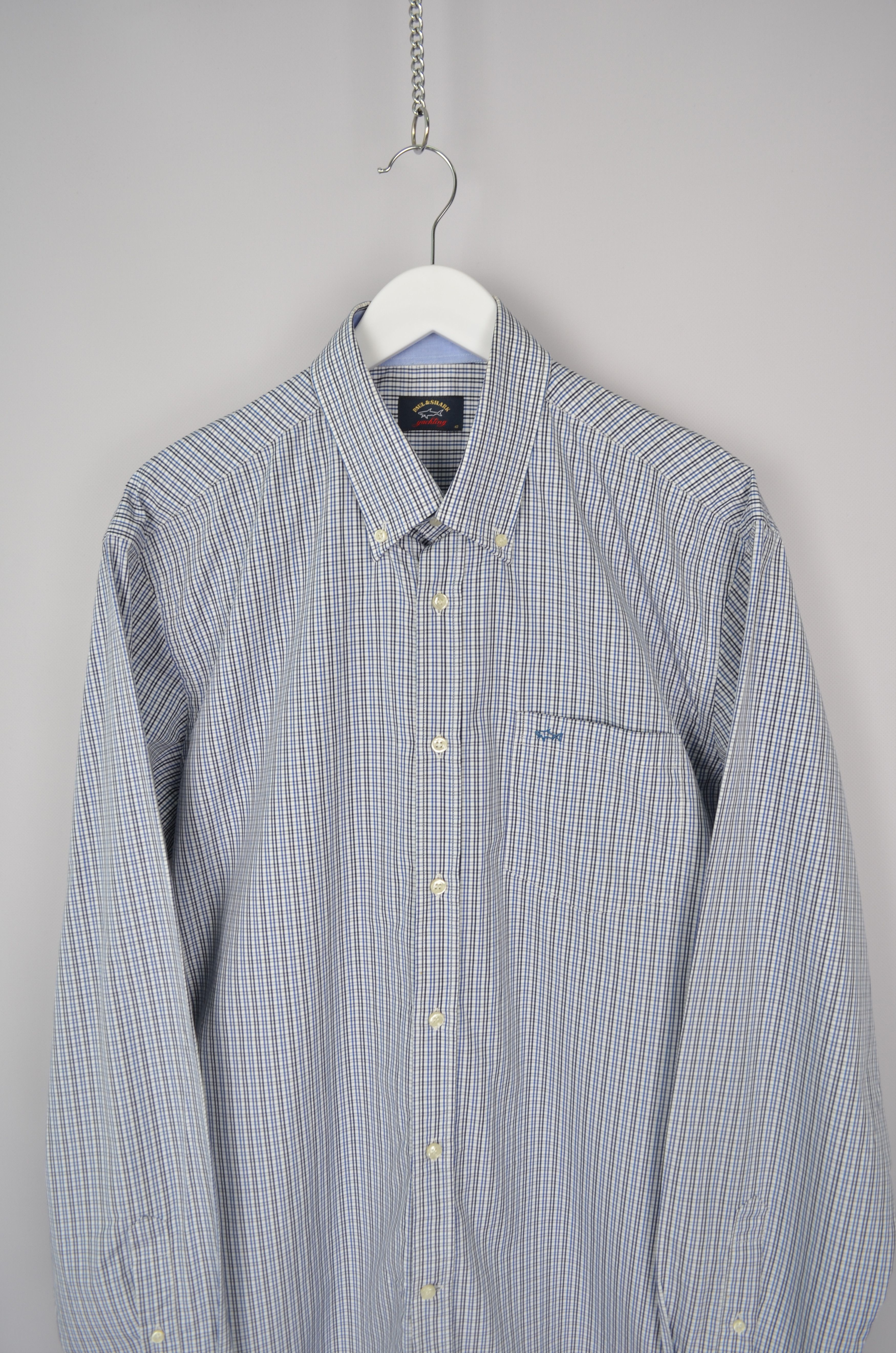 Paul & Shark Paul&Shark White Blue Check Shirt Size XL (42) Luxury Size US XL / EU 56 / 4 - 2 Thumbnail