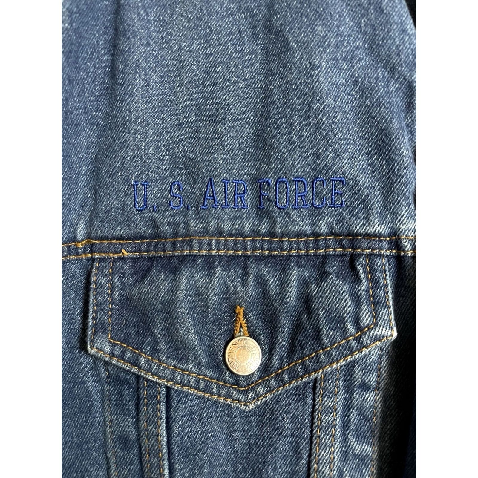 Paradise VINTAGE USAF United States Air Force Denim Jacket Mens M Blue 80s 90s Air Force Bomber Jacket Jacket Size US M / EU 48-50 / 2 - 8 Thumbnail