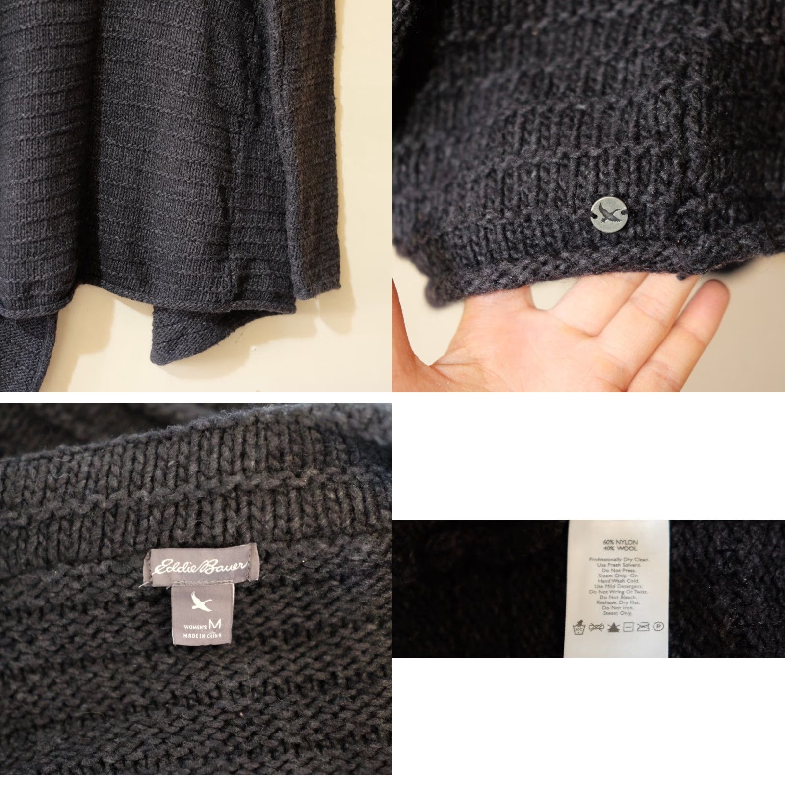 Eddie Bauer Eddie Bauer Sweater Women's M Off Black Cardigan Wool Blend Open Front Size M / US 6-8 / IT 42-44 - 8 Thumbnail