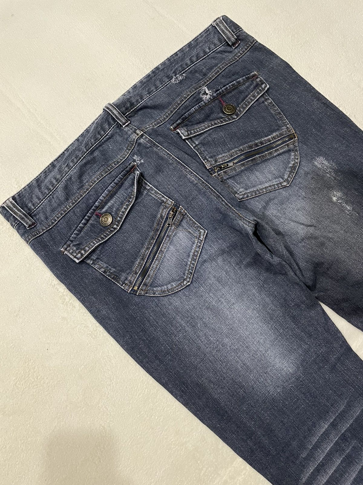 Japanese Brand Vintage Faded Distress Dark Blue Jeans Size US 38 / EU 54 - 18 Thumbnail