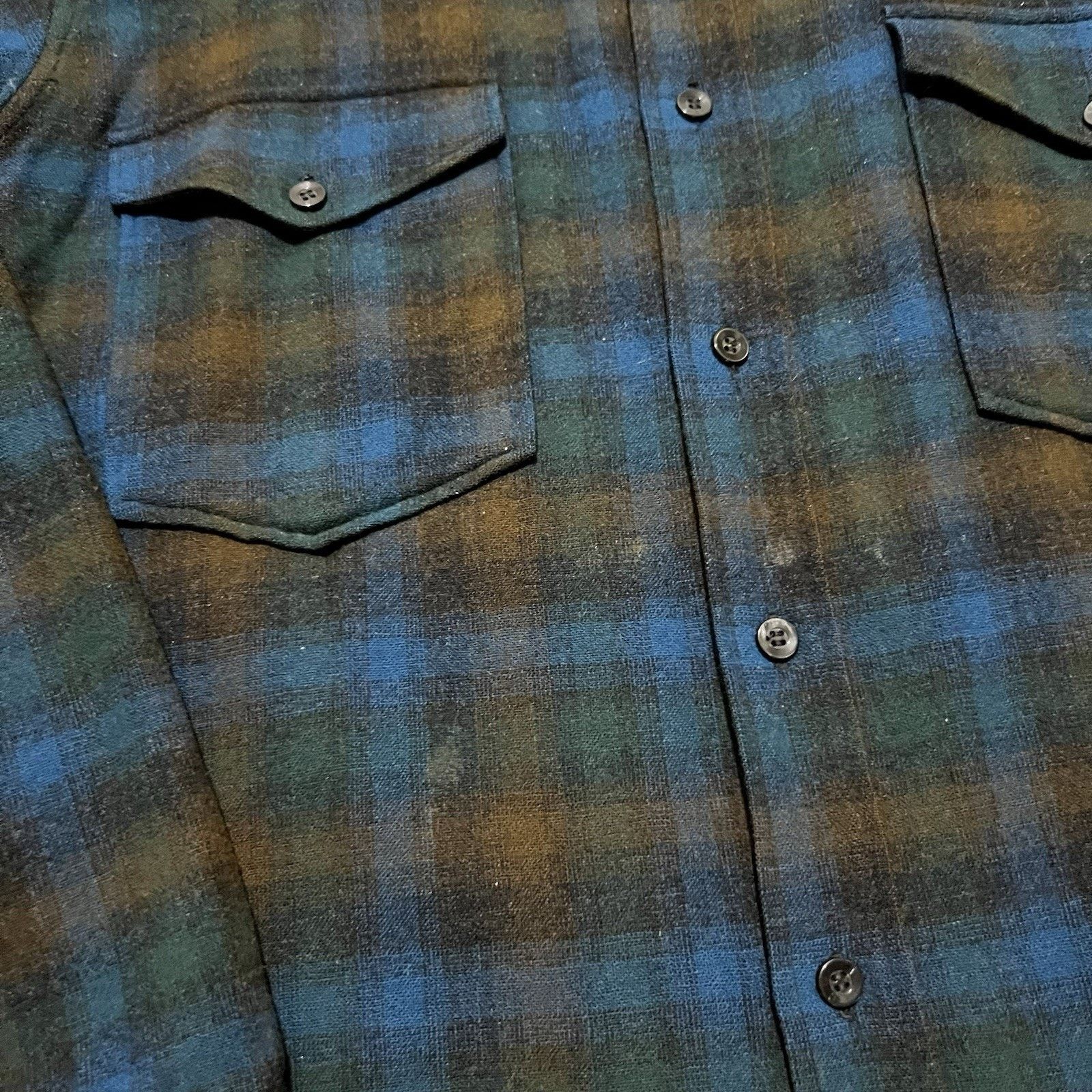 Pendleton VTG 60's Pendleton Wool Long Sleeve Plaid Shirt Blue Green Size US L / EU 52-54 / 3 - 4 Thumbnail