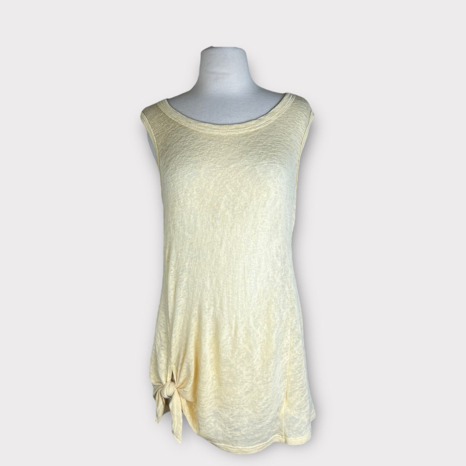 Nordstrom Bobeau | Tie Front Muscle Tank Top Sleeveless Blouse Yellow Size M / US 6-8 / IT 42-44 - 2 Thumbnail