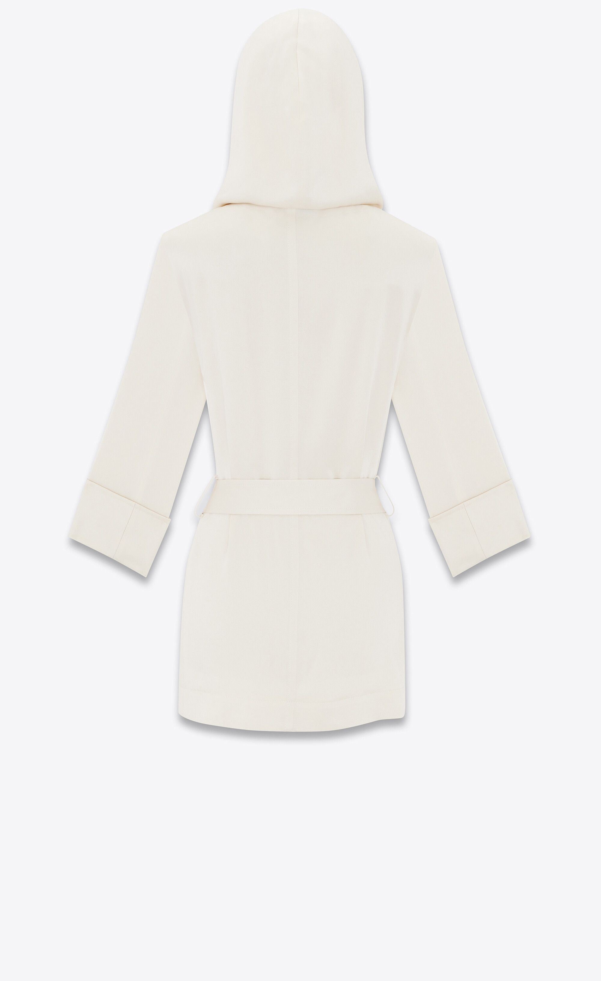 Saint Laurent Paris o1s1wg110125 741276 Hooded Jacket in Crepe Satin in White Size M / US 6-8 / IT 42-44 - 4 Thumbnail