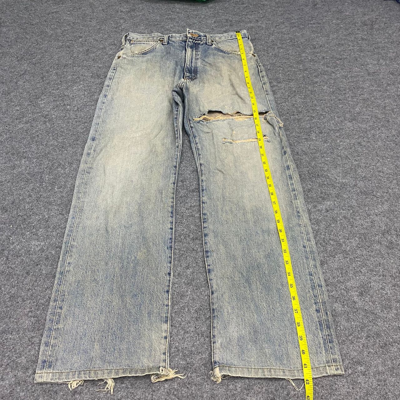 Vintage Vintage Wrangler Buckle Back Selvegde Distressed Denim Size US 31 - 4 Thumbnail