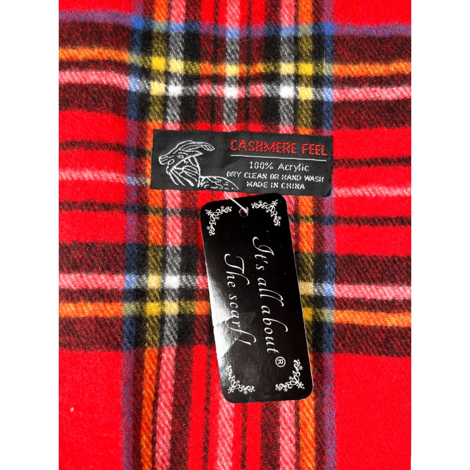 Vintage Unbranded Scarf Rectangle Knit Plaid Red 100% Acrylic Fringe Neck Warmer Winter Fall Unisex Adults Adults Red Knit Fringe Scarf Size ONE SIZE - 2 Thumbnail