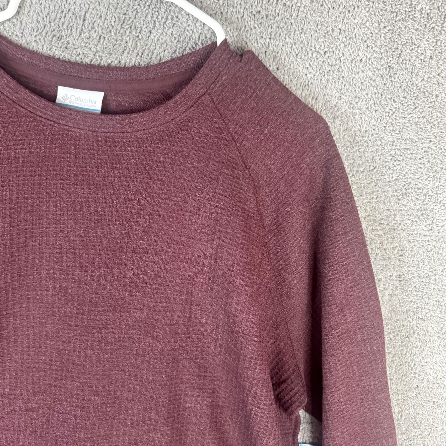 Vintage Columbia Womens Shirt 2XL Burgundy Red Waffle Knit Long Sleeve Crewneck Tee Size XXL / US 16-18 / IT 52-54 - 4 Thumbnail