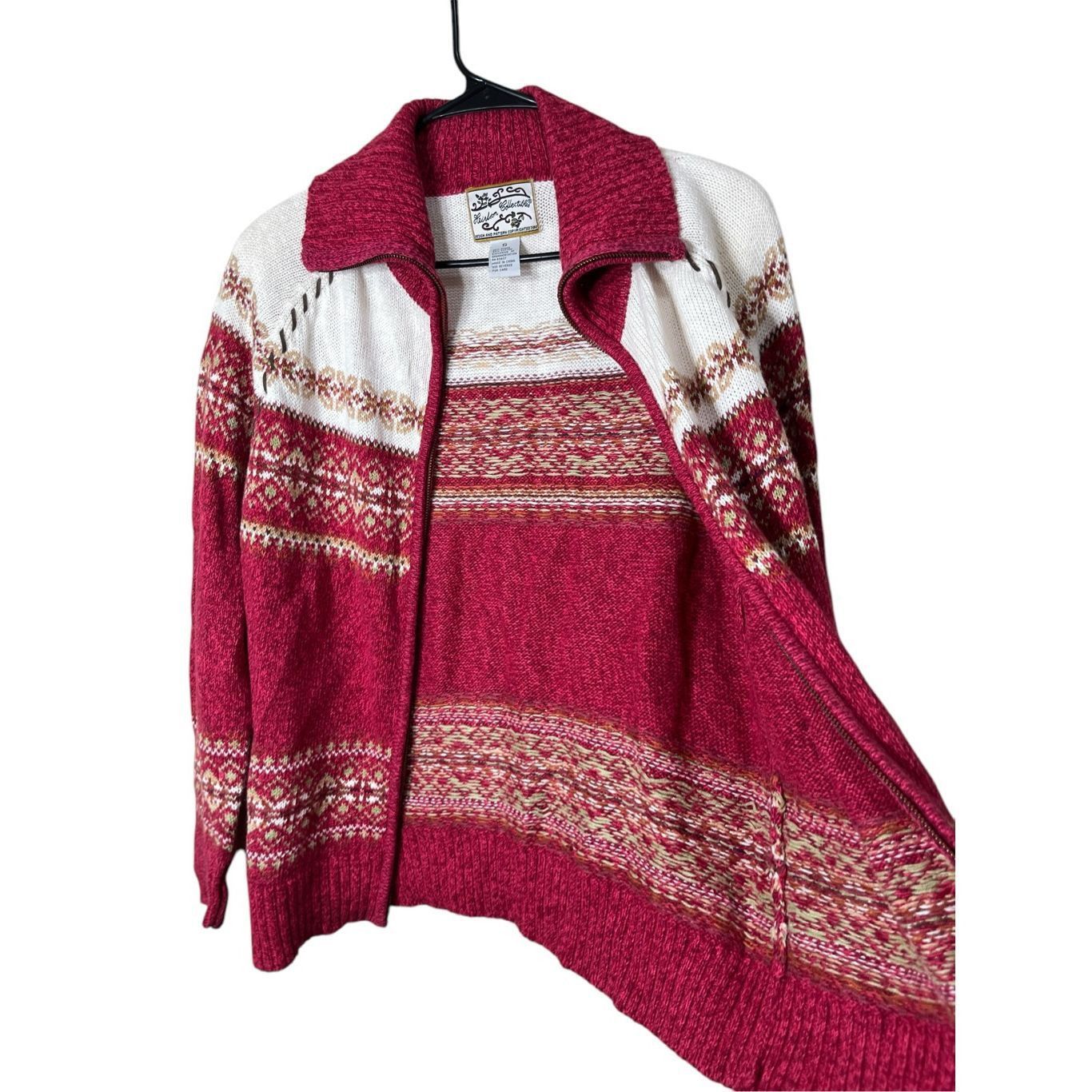 Other Vintage Heirloom Collectibles Cardigan Sweater Zip Up Red Fa Size S / US 4 / IT 40 - 7 Thumbnail