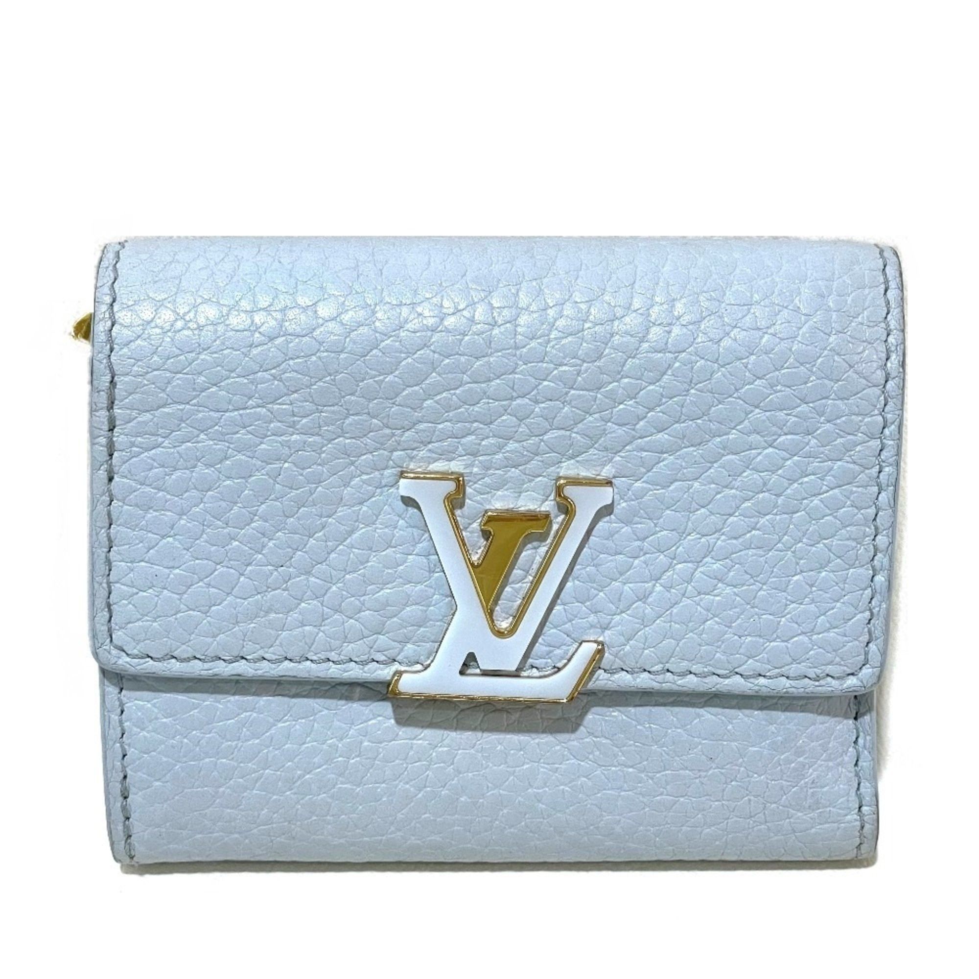 Louis Vuitton LOUIS VUITTON M69061 Japan-exclusive Portefeuille Capucines XS Compact Tri-fold Wallet in Taurillon Leather, Women's, Blue Olympus Size ONE SIZE - 1 Thumbnail