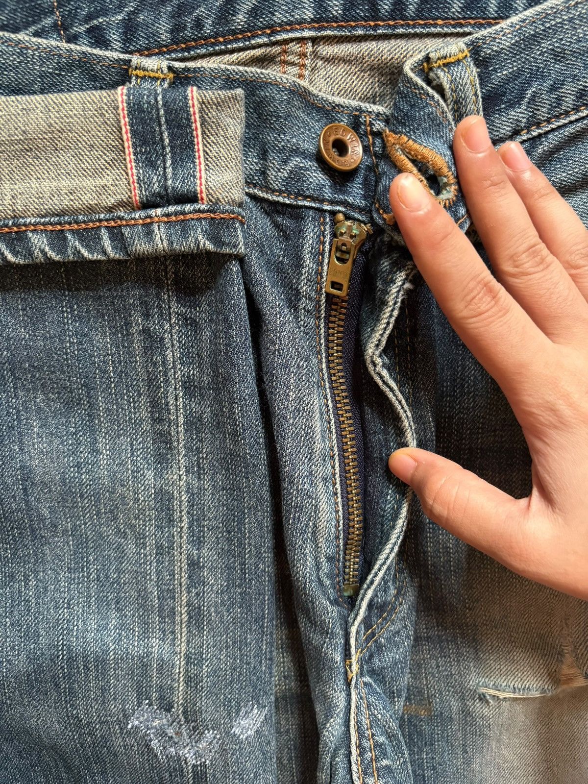 Edwin × Japanese Brand Vintage Japanese Edwin 505zx Selvedge Rusty Wash Loose Jeans Size US 29 - 4 Thumbnail