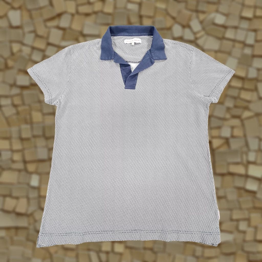 Orlebar Brown VINTAGE/No — (not vintage) Orlebar Brown Polo Shirt Mens Blue 2XL Cotton Short Sleeve Buttonless Spread Collar Geometric/ Solid Pattern Casual Summer Size US XXL / EU 58 / 5 - 1 Thumbnail