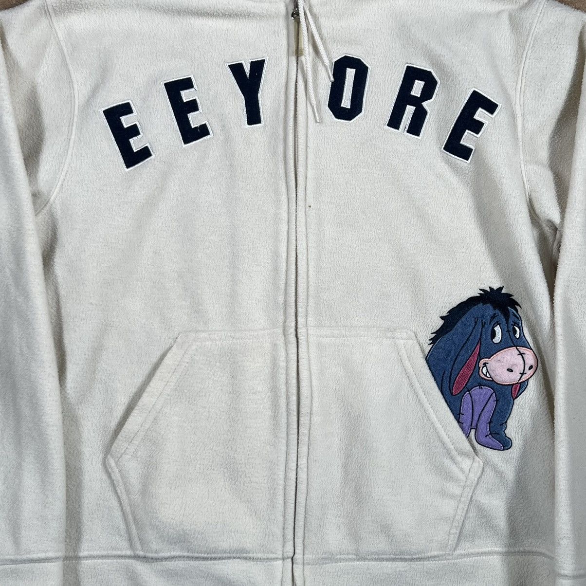 Disney × Vintage Disney Winnie the Pooh Eeyore Cream Zip Up Hoodie Fleece Size M / US 6-8 / IT 42-44 - 3 Thumbnail
