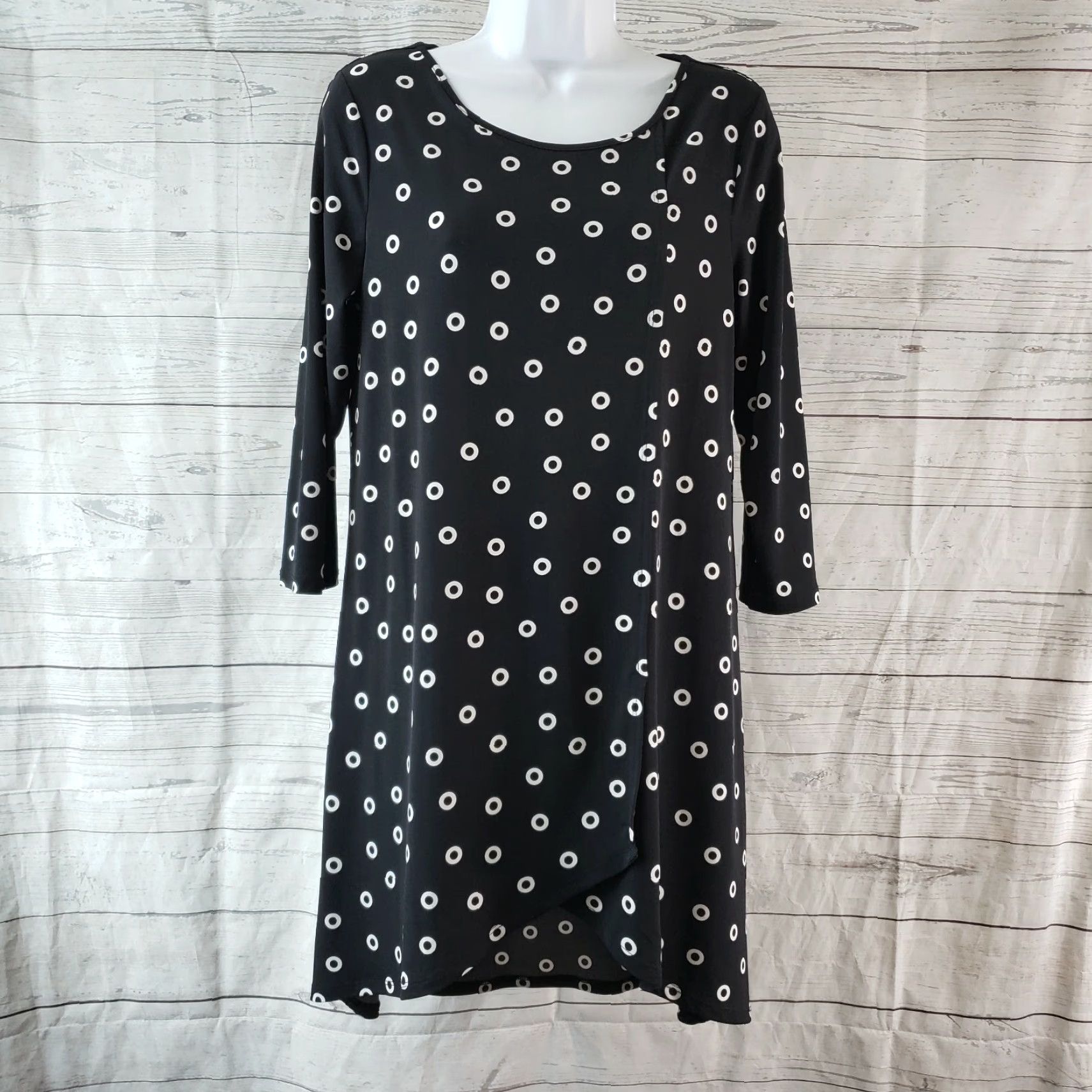 Vintage Chicos Womens Dress Short Black White 3/4 Sleeve S Pink? Size S / US 4 / IT 40 - 2 Thumbnail