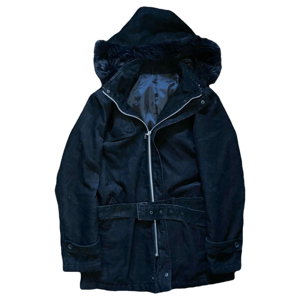 Japanese Brand 2000s Japanese archive fur zip corduroy belted parka Size US S / EU 44-46 / 1 - 4 Thumbnail
