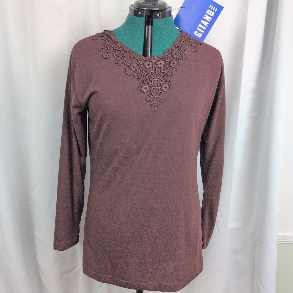 Vintage Deadstock Gitano Ladies' Brown Embroidered Top Medium Size M / US 6-8 / IT 42-44 - 1 Thumbnail