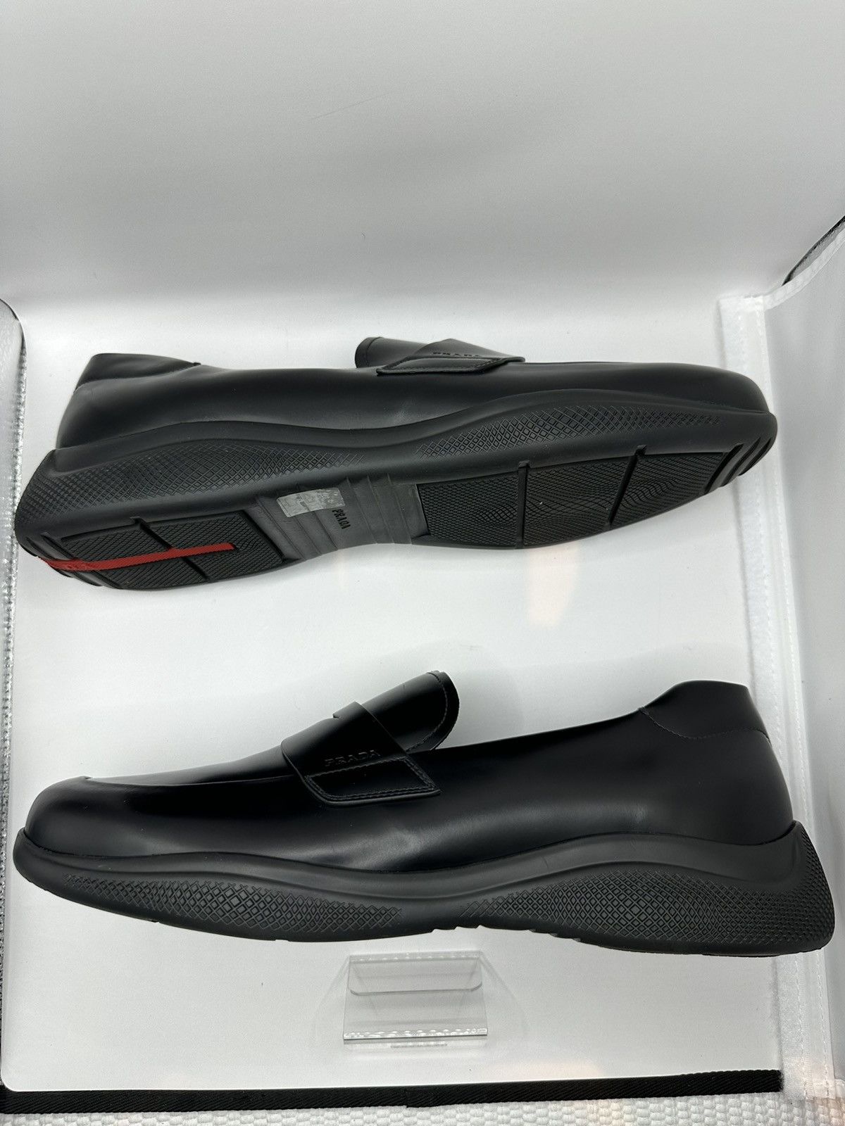 Prada PRADA BRUSHED LEATHER SPORT LOAFERS BLACK Size US 11 / EU 44 - 8 Thumbnail