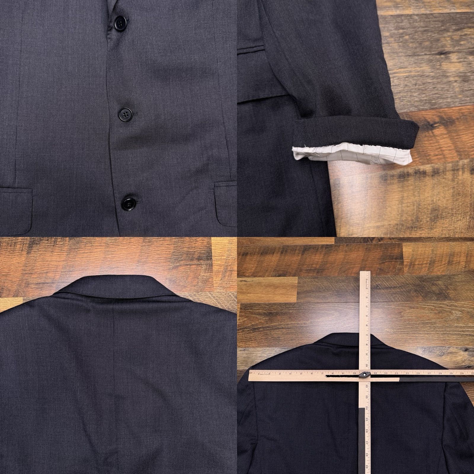Canali Canali Suit Jacket 40R Gray Wool Blazer Italy Men Regular Double-Vented Notch Lapel Three-Button Solid Vintage No Size 40R - 9 Thumbnail