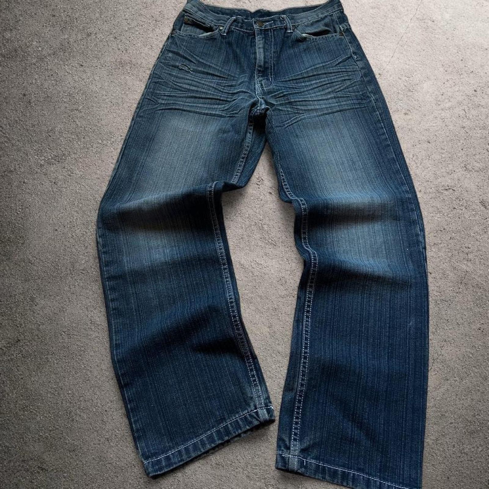 Indigo Indigo Star Jeans Loose Fit Baggy Grunge Hip Hop Skater Y2K Size US 30 / EU 46 - 1 Thumbnail
