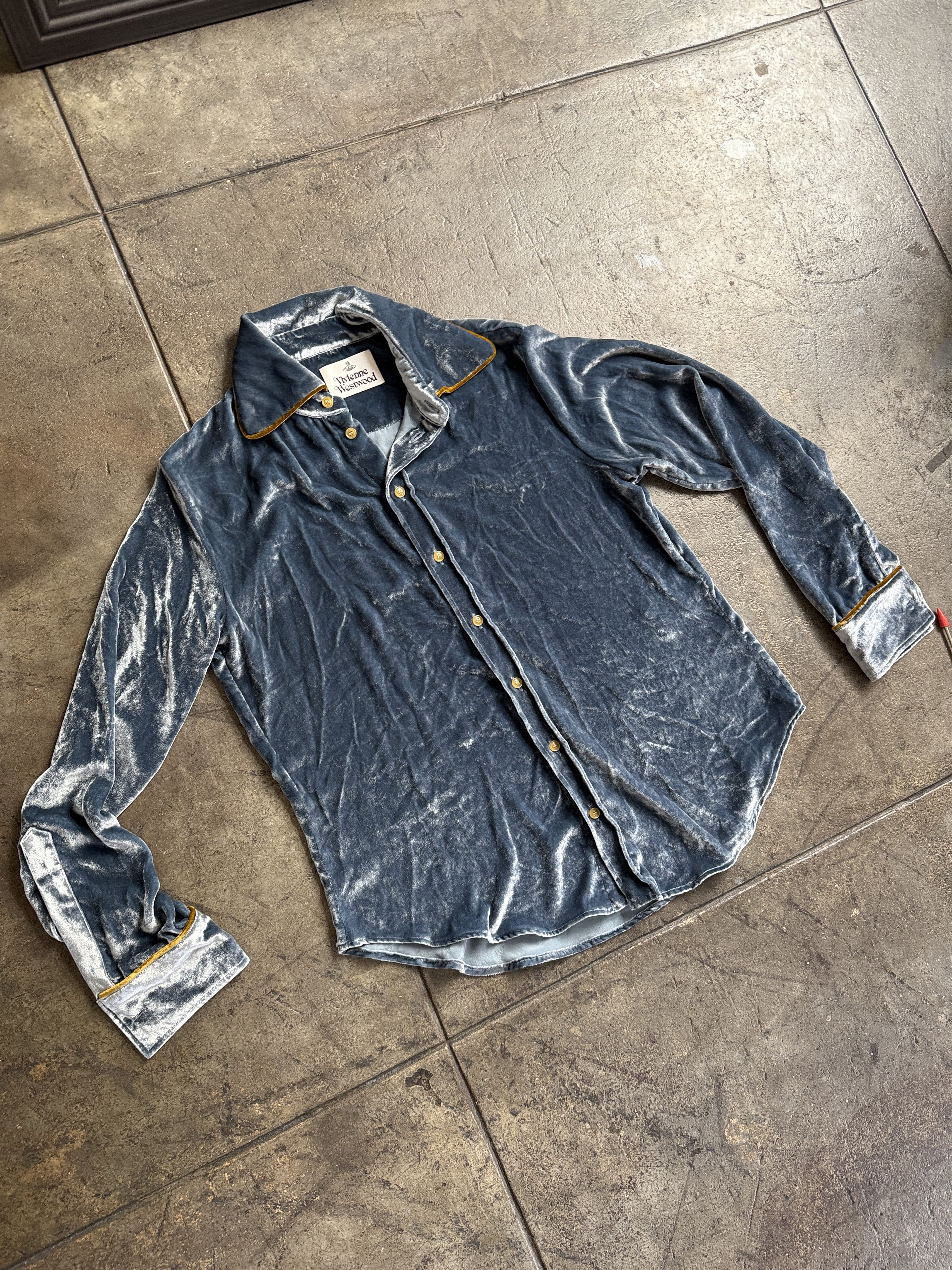 Vivienne Westwood New Velvet Vivienne Westwood Shirt w/ Gold Piping Size M / US 6-8 / IT 42-44 - 1 Thumbnail