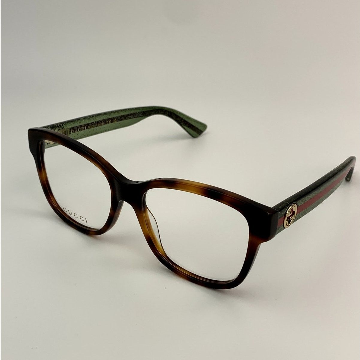 Gucci NEW Gucci GG0038ON 002 Havana Green Transparent Women Size ONE SIZE - 2 Thumbnail